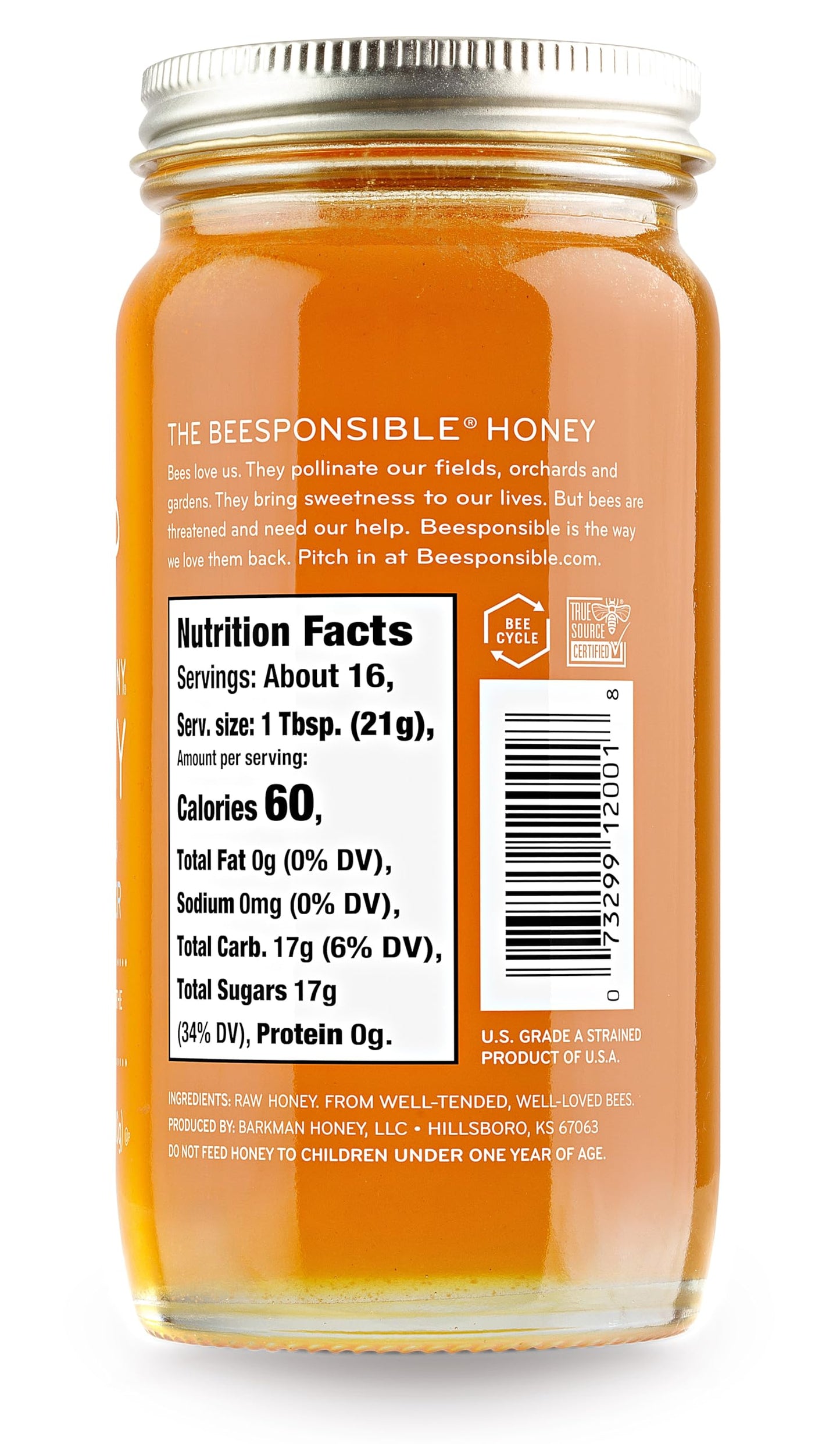 Bee Harmony American Raw Wildflower Honey, 12 OZ (Pack of 2 Jars) - Medaid International