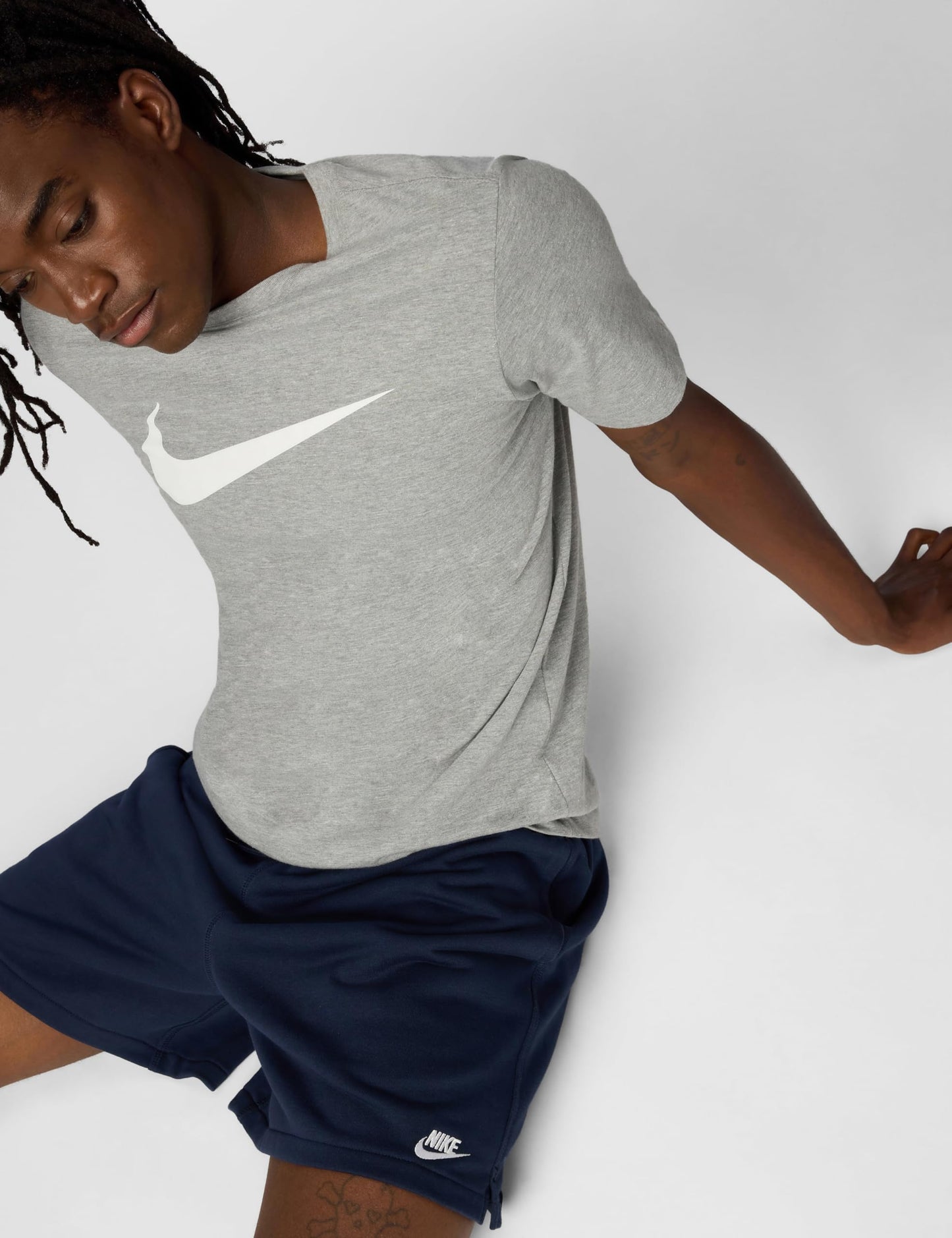 Nike Men's Sportswear Icon Swoosh T-Shirt, Dark Grey Heather/White, 2XL - Medaid International