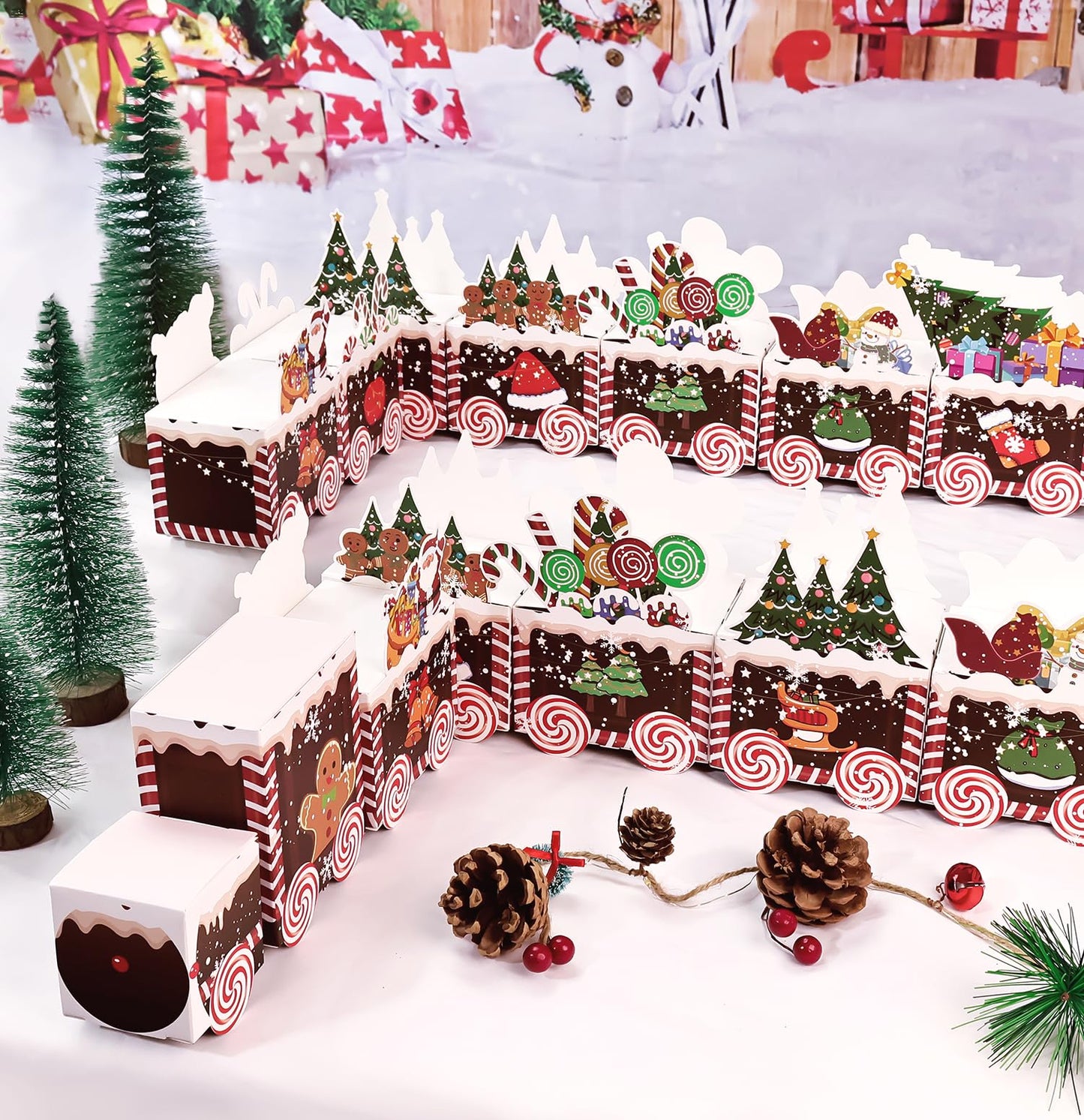 SietDESEO 24 Empty Advent Calendar Boxes to Fill, 24 Days of Christmas Countdown Gift Boxes Brown Train Christmas Advent Calendar Boxes for Kids Adults Xmas Holiday Decorations - Medaid International