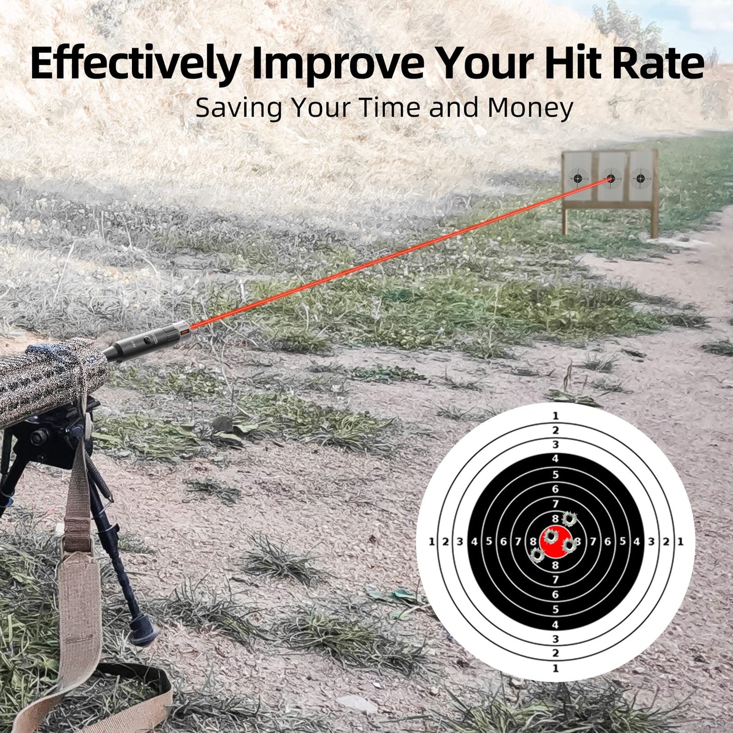 EZshoot Bore Sight Laser Kit Bright Red Laser BoreSighter with Big Button Switch for .17 to 12GA Caliber - Medaid International