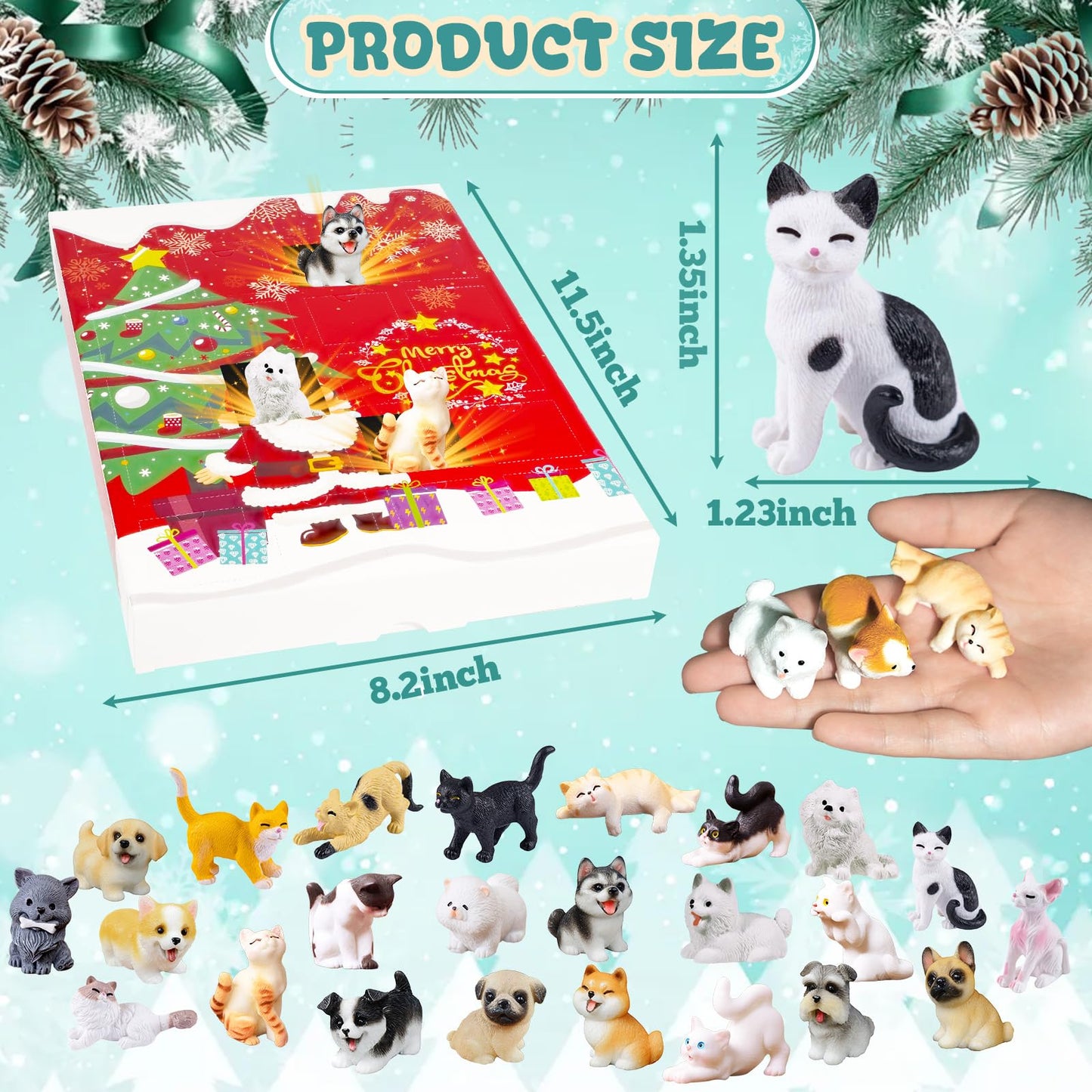 Bbiamsleep Christmas Advent Calendar 2025 Mini Cat Dog Figurines 24 Days Dog Cat Figurines Countdown Christmas Animal Advent Calendar for Xmas Party Gifts Home Decorations - Medaid International