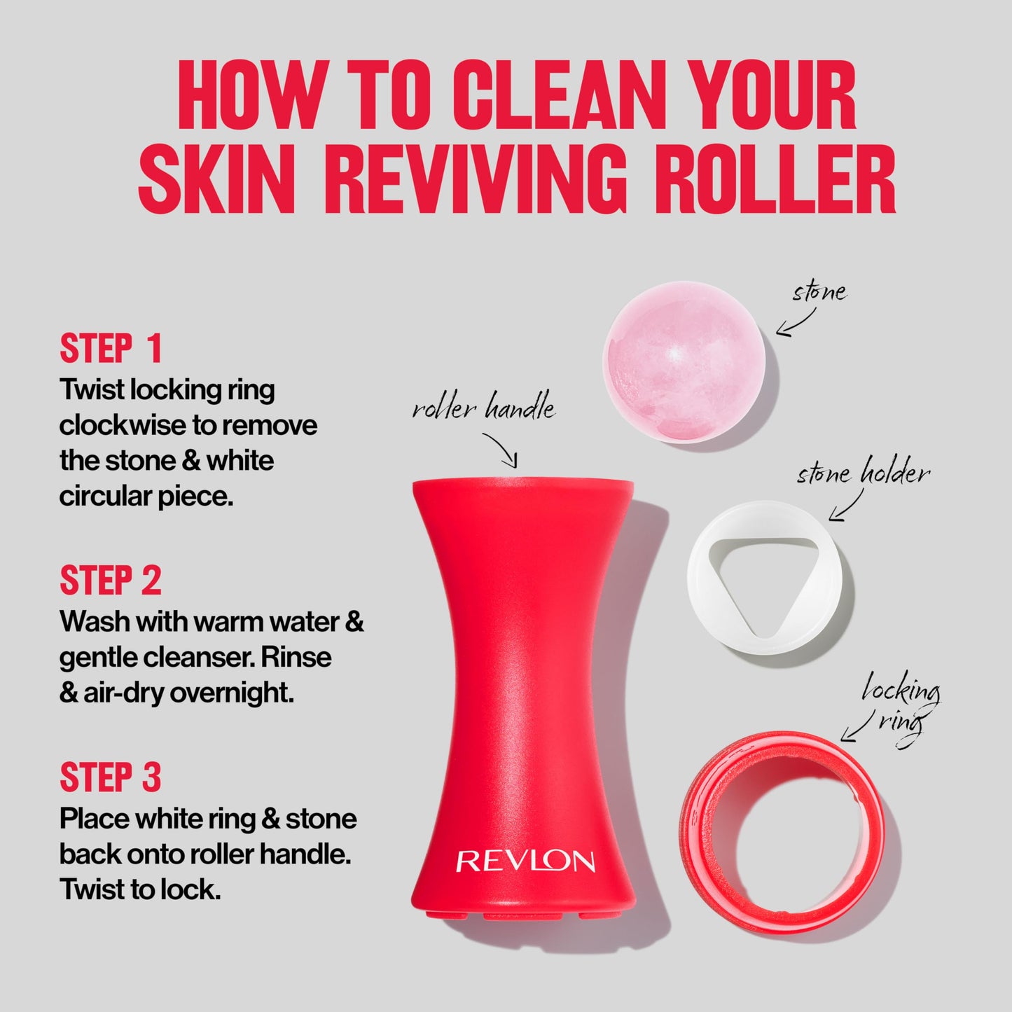 Revlon Skin Reviving Roller with Rose Quartz for All-Day Facial Reviving & Brightening, Compact & Reusable, Gentle on Skin, 1 count - Medaid International