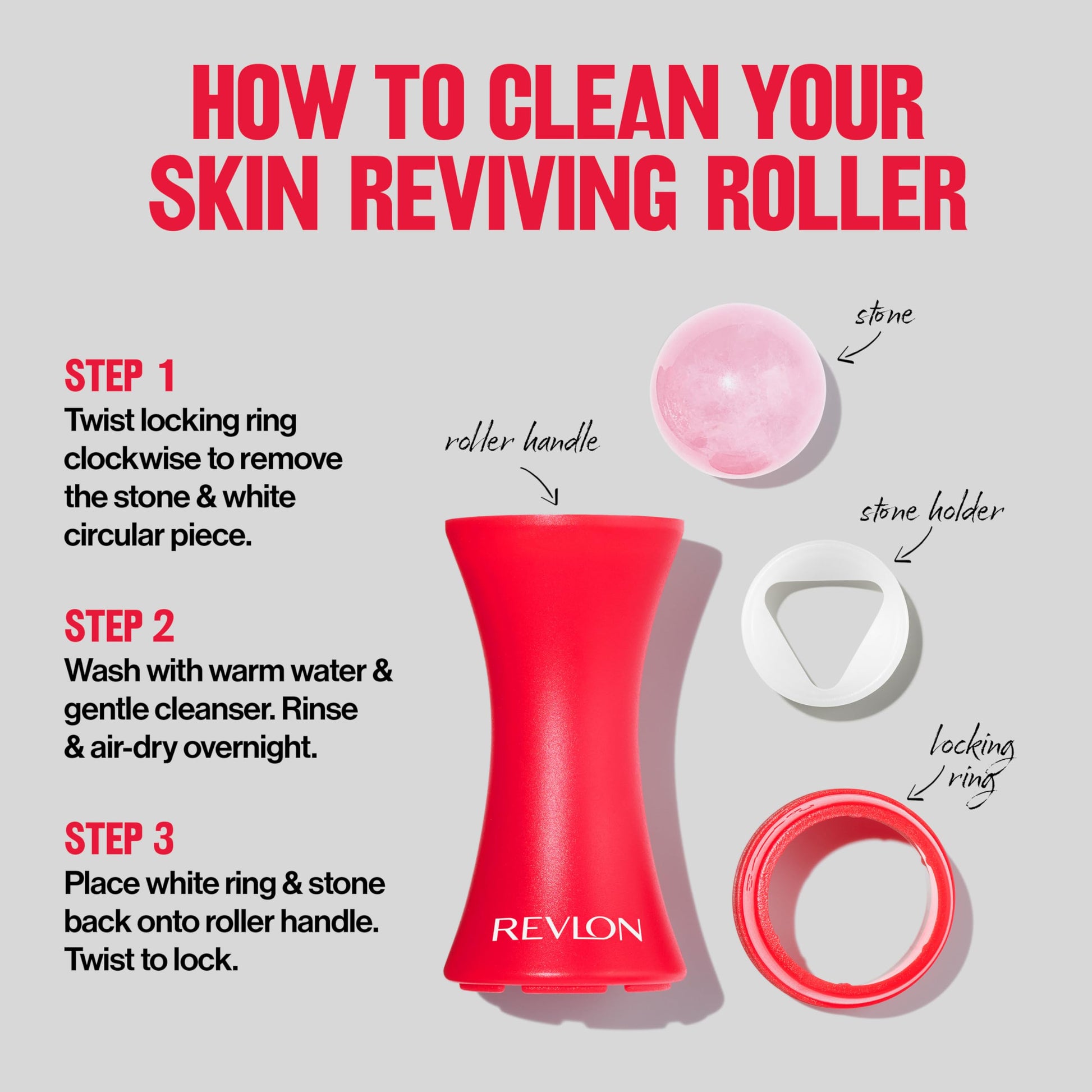 Revlon Skin Reviving Roller with Rose Quartz for All-Day Facial Reviving & Brightening, Compact & Reusable, Gentle on Skin, 1 count - Medaid International