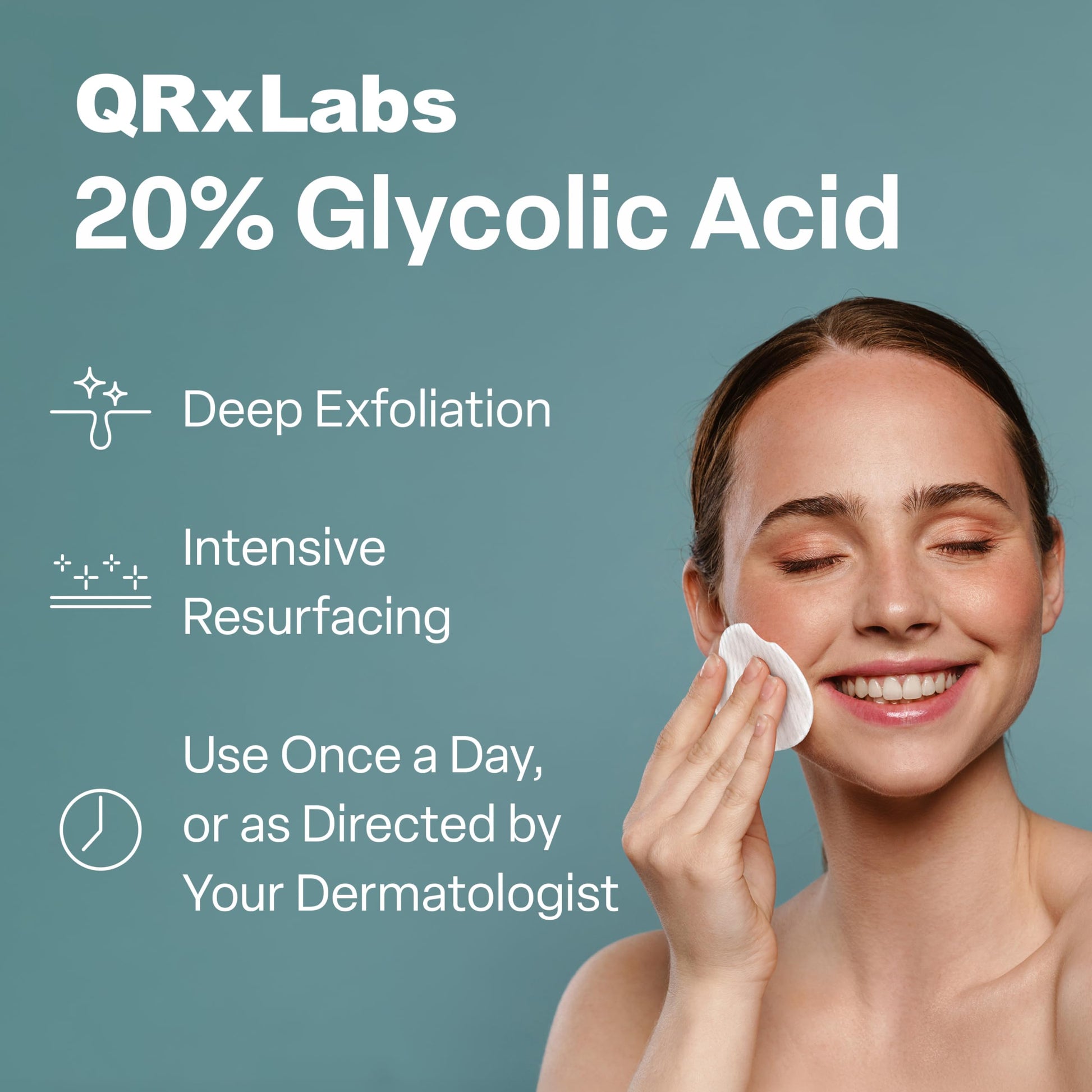 Glycolic Acid 20% Resurfacing Pads for Face & Body with Vitamins B5, C & E, Green Tea, Calendula, Allantoin - Exfoliates Surface Skin and Reduces Appearance of Fine Lines and Wrinkles - Peel Pads - Medaid International