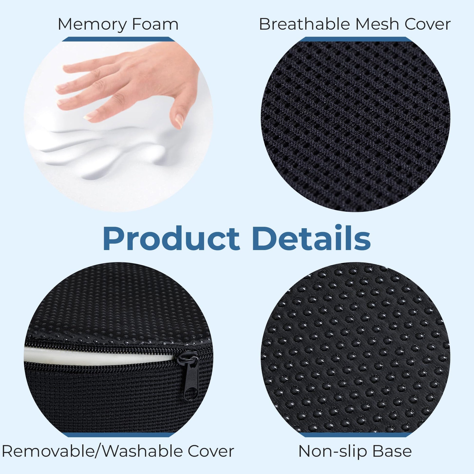 5 STARS UNITED Donut Pillow Hemorrhoid Tailbone Cushion – Large Cushion for Pain Relief – Coccyx, Prostate, Sciatica, Pelvic Floor, Pressure Sores, Pregnancy, Postpartum Recovery, Black - Medaid International