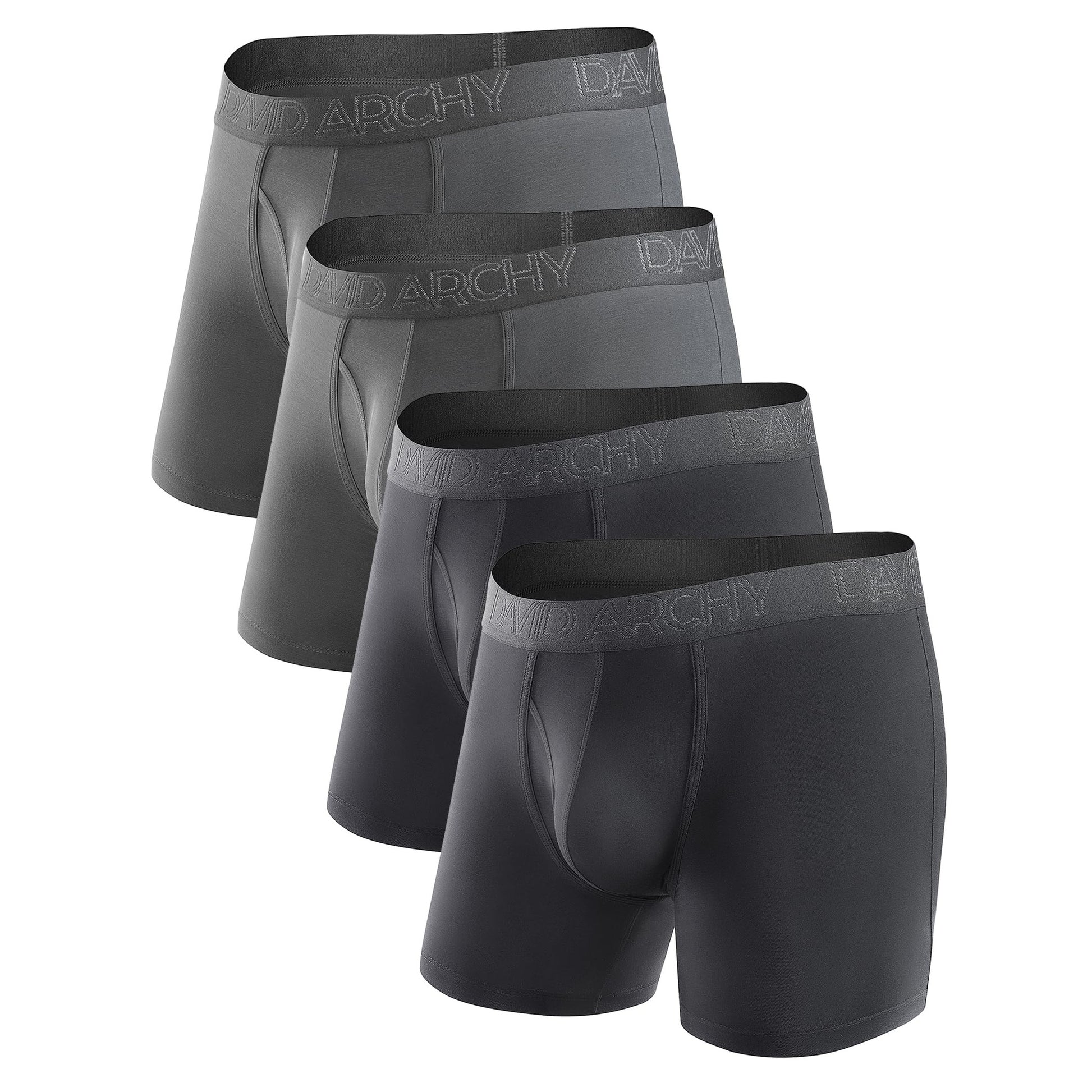 DAVID ARCHY Men’s Underwear Boxer Briefs Soft Comfortable Underwear Boxer Briefs for Men Breathable Moisture-Wicking 4 Pack (M, Black/Dark Gray - 5.5" in 4 Pack) - Medaid International
