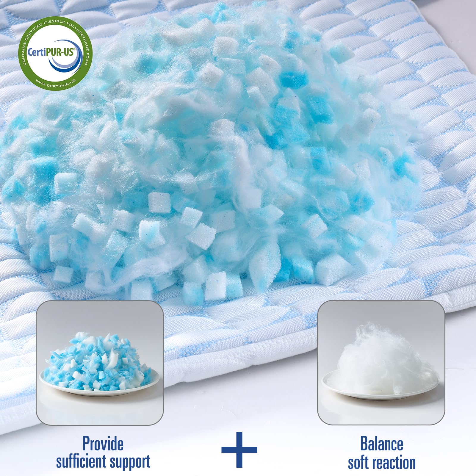 Firm Cooling Pillows for Sleeing, Shredded Memory Foam(Adjustable Loft) Pillow for Side Back Stomach Sleepers, Supportive Gel Pillow with Washable Cover, Queen Size, Gift for Parents or Couples - Medaid International