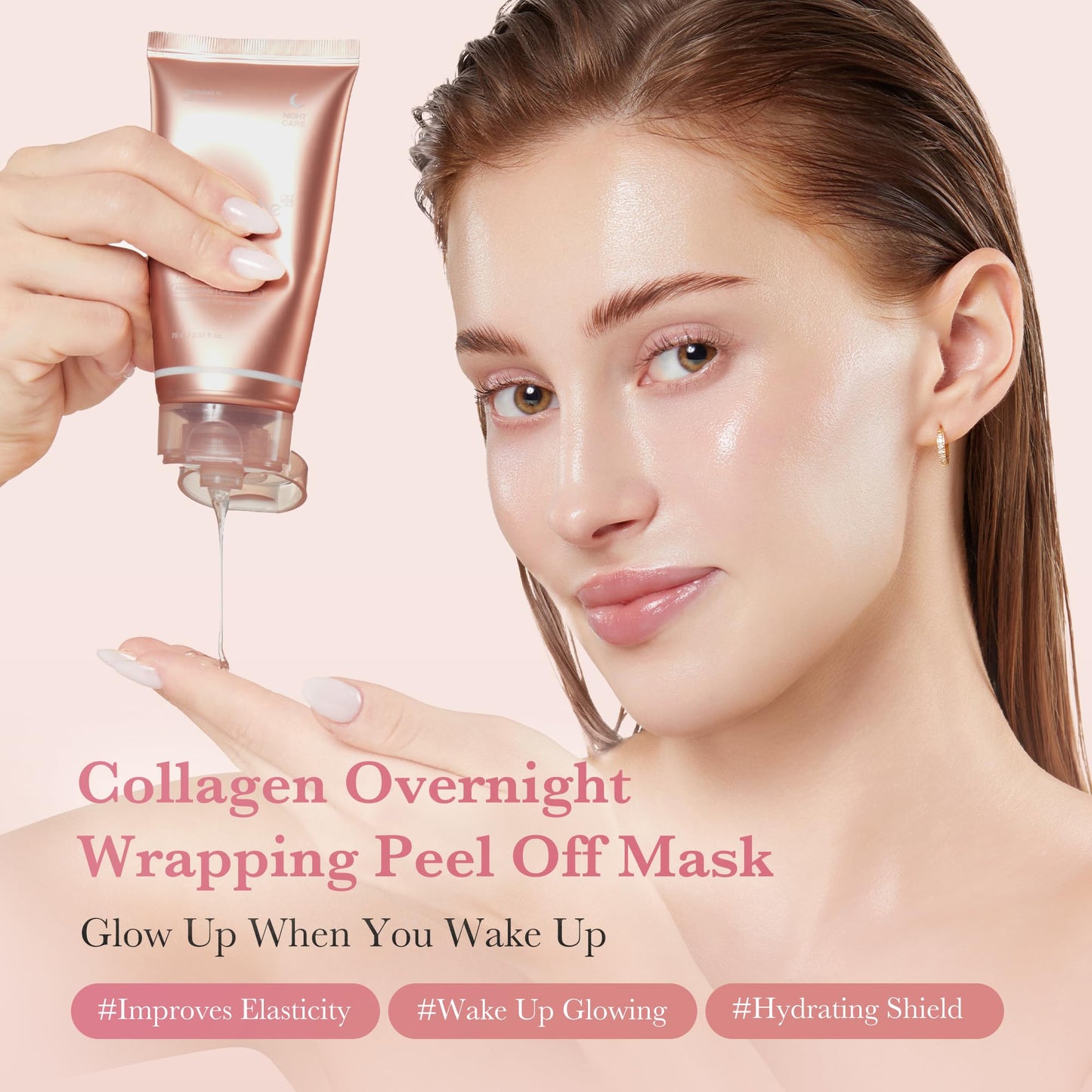 medicube Collagen Overnight Wrapping Peel Off Facial Mask Pack - Elasticity & Hydration Care, Reduces Sagging & Dullness - Hydrolyzed Collagen For Glowing Skin - Korean Skin Care, 2.53 fl.oz - Medaid International
