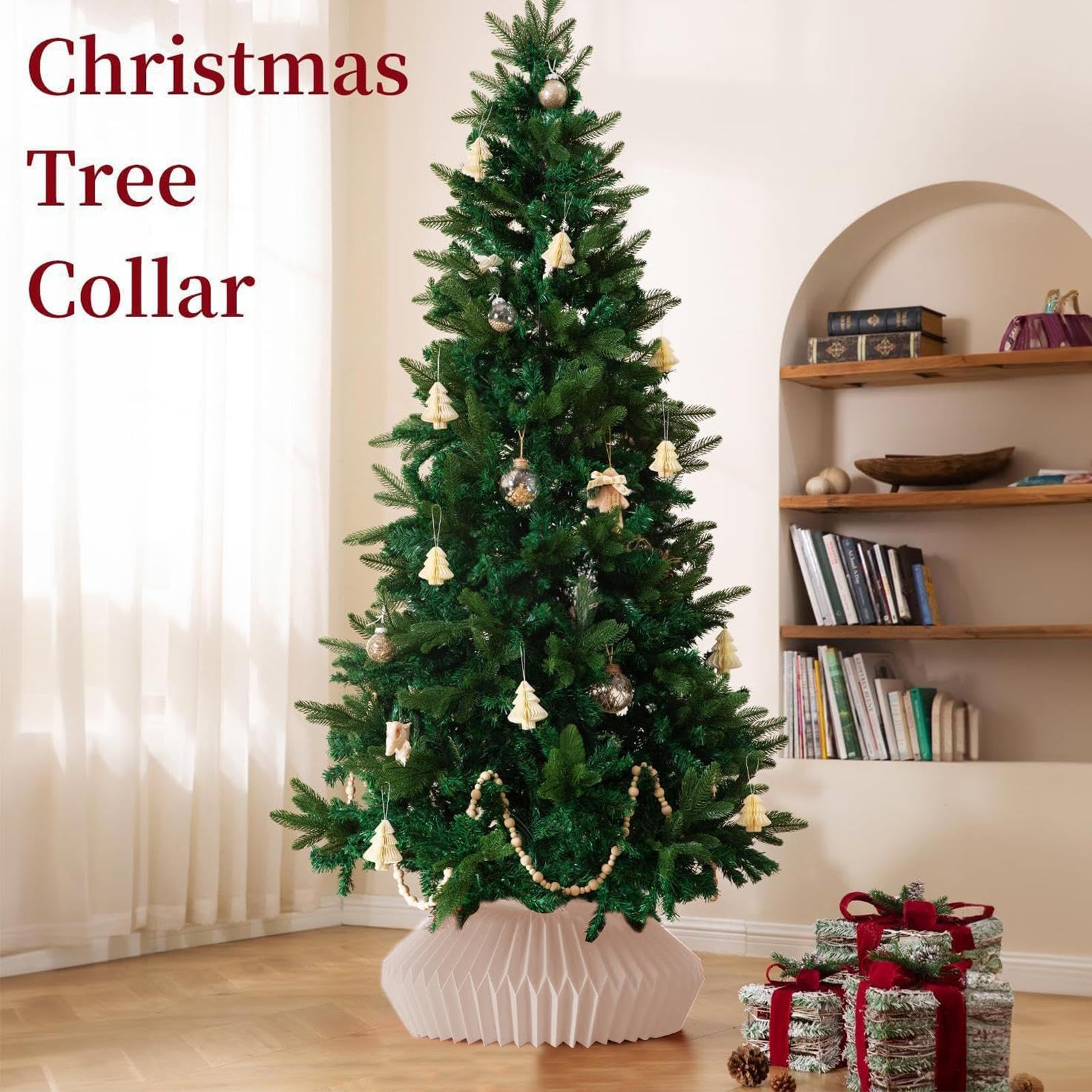Christmas Tree Skirt Collars - Paper Holiday Tree Ring Skirts for 6ft, 7.5ft, 9ft Artificial Trees - Medaid International