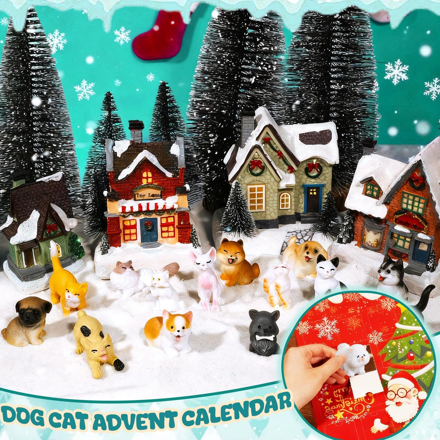 Bbiamsleep Christmas Advent Calendar 2025 Mini Cat Dog Figurines 24 Days Dog Cat Figurines Countdown Christmas Animal Advent Calendar for Xmas Party Gifts Home Decorations - Medaid International