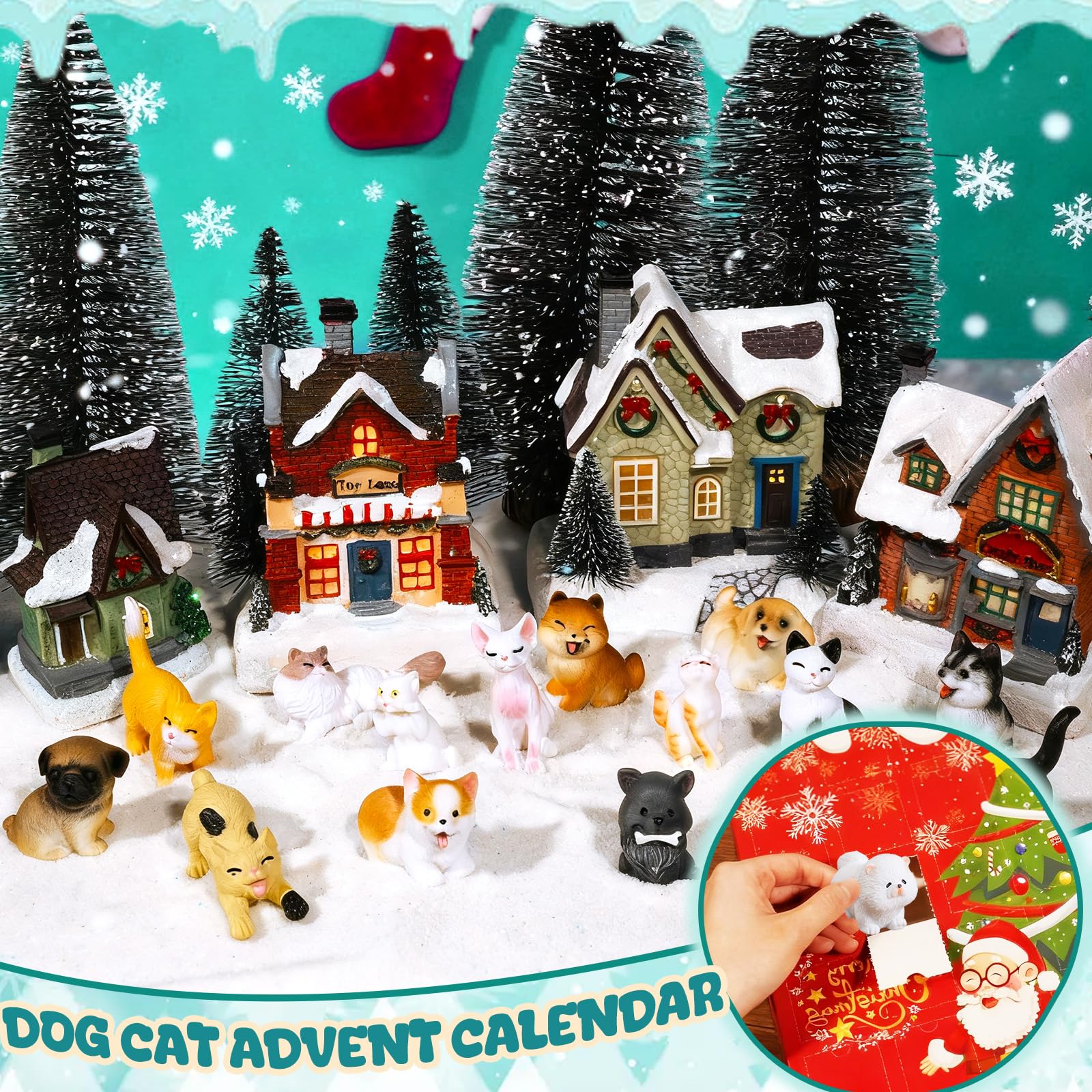 Bbiamsleep Christmas Advent Calendar 2025 Mini Cat Dog Figurines 24 Days Dog Cat Figurines Countdown Christmas Animal Advent Calendar for Xmas Party Gifts Home Decorations - Medaid International