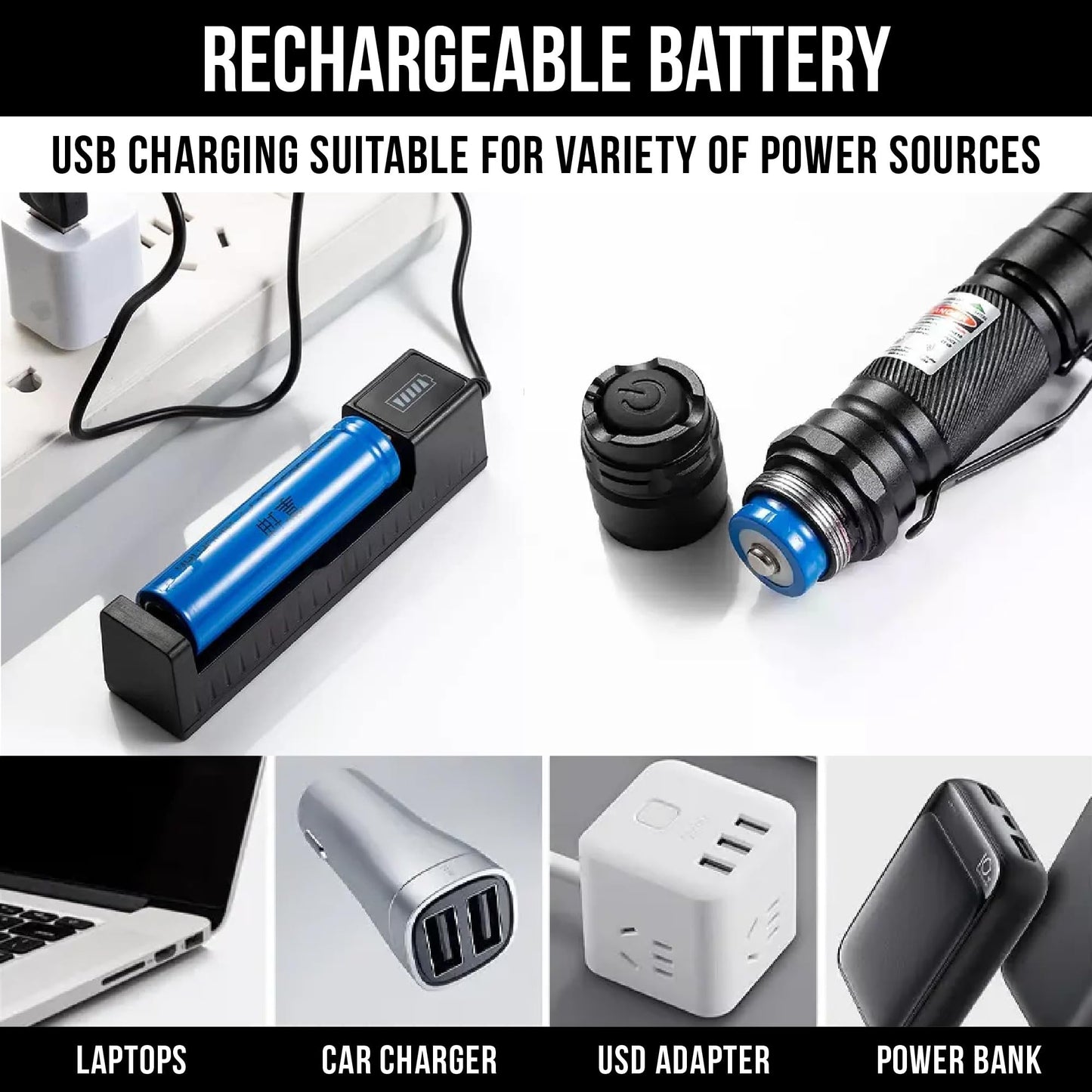 HITEKK High Power Green Laser Pointer | Tactical Green Laser Pointer | Single Press On/Off Tactical Lazer Pointer | Rechargeable Long Range Lazer Pointer and Carrying Case - Medaid International