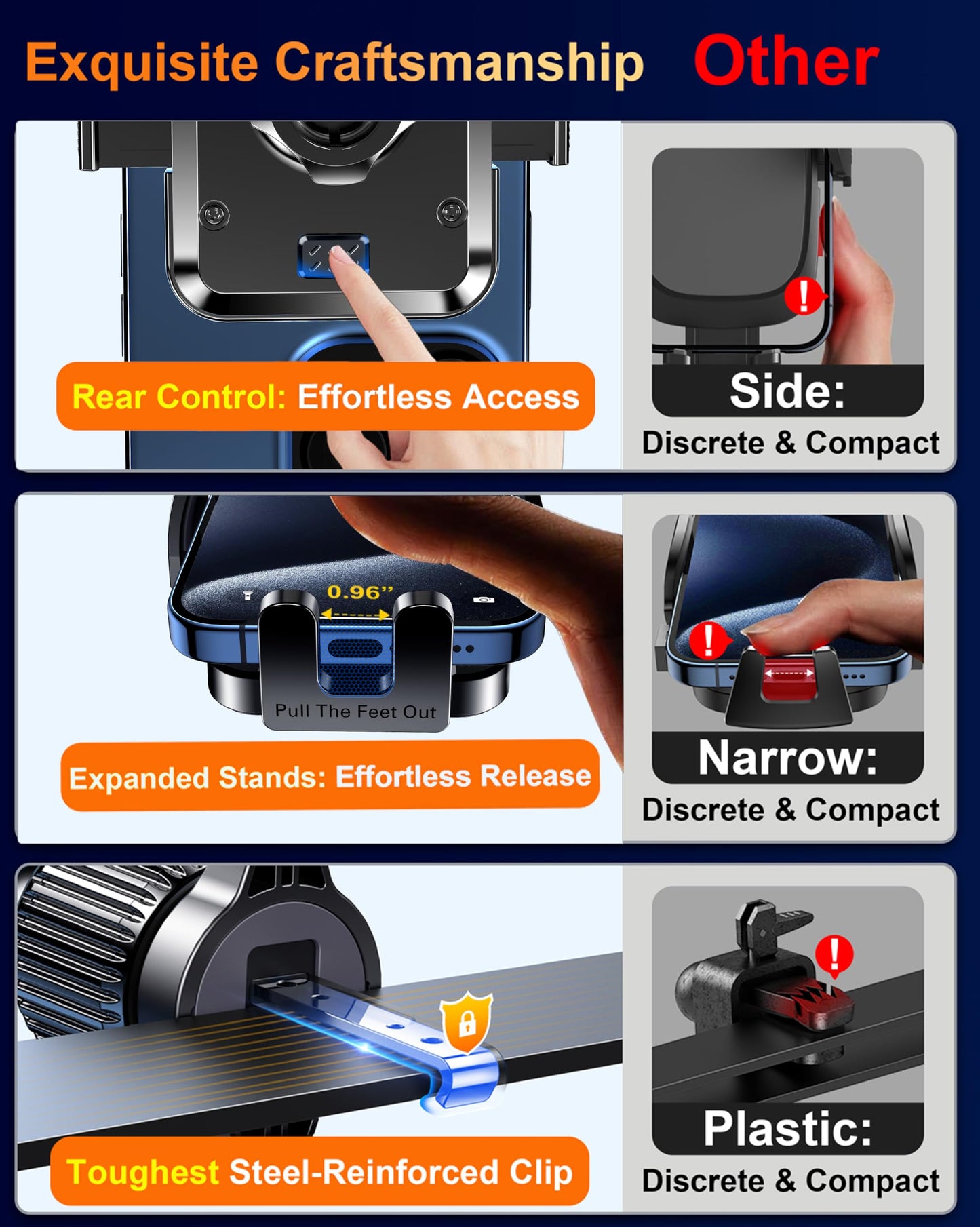 Qifutan Dash Mounted Holders Phone Holders for Your Car Phone Mount for Car Windshield Dashboard Air Vent Universal Desk Mounts Hands Free Automobile Cell Phone Holder Fit for iPhone Smartphone - Medaid International