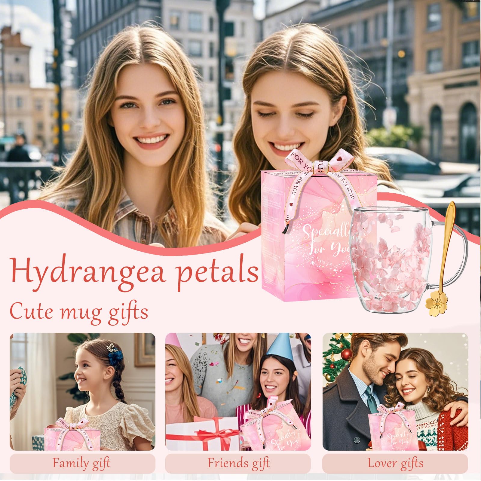 Gifts for Women Dried Flowers Double Wall Glass Coffee Mugs Cute Glass Tea Cups with Handles Autumn Mug Christmas Birthday Gifts for Best Friend Teacher Mum Gift New Home Gift Ideas Home Decor - Medaid International