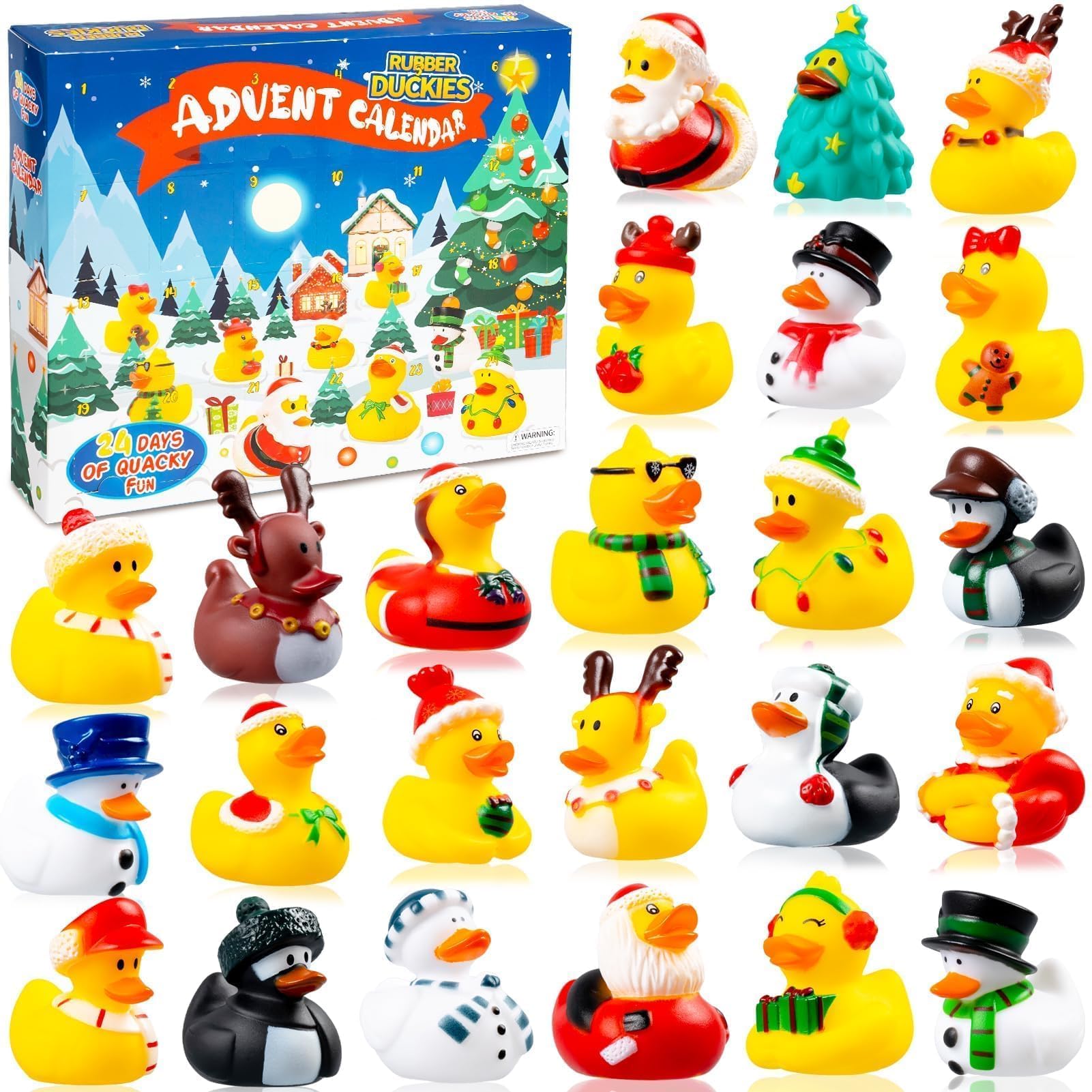 2025 Advent Calendar Christmas Ducks - 24pcs Rubber Duck Advent Calendar 24 Days of Christmas Countdown Toys for Xmas Party Favors Kids Toddlers - Medaid International