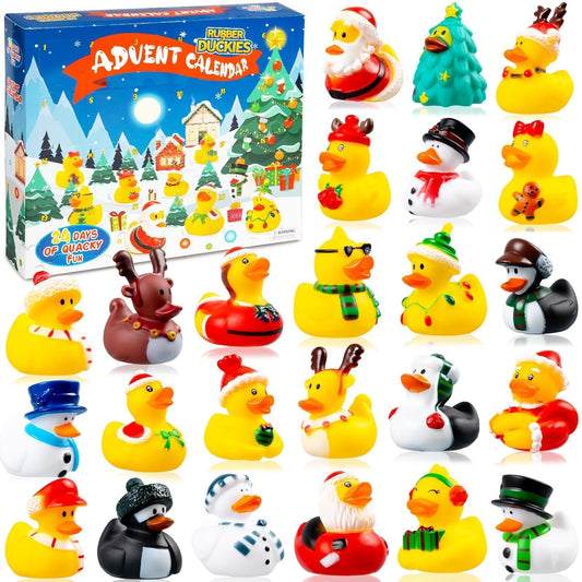 2025 Advent Calendar Christmas Ducks - 24pcs Rubber Duck Advent Calendar 24 Days of Christmas Countdown Toys for Xmas Party Favors Kids Toddlers - Medaid International