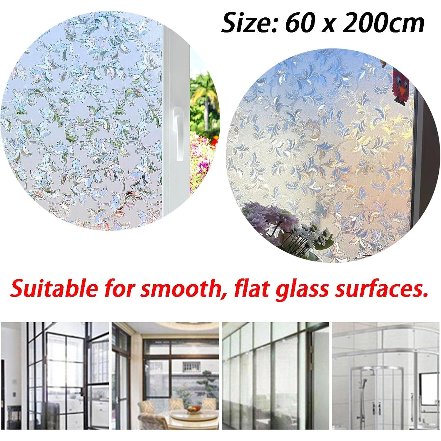 Frosted Stained Glass Window Film | Decorative PVC Privacy Cling | Non-Adhesive Static Design | Easy Installation | Enhance Home Décor | Size: 60 x 200cm - Medaid International