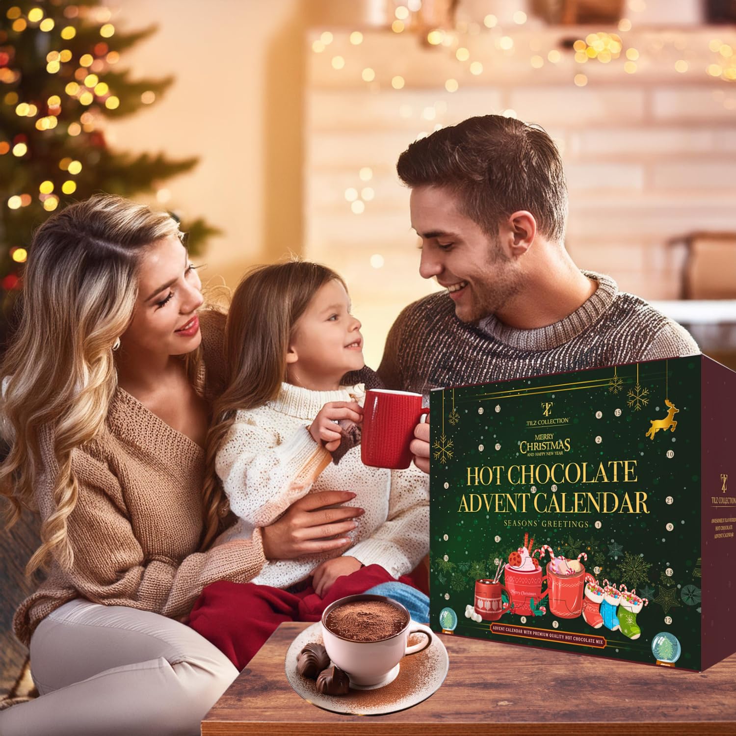 Hot Chocolate Advent Calendar 2025 - Gourmet Luxury 24 Hot Chocolate Selection Variety Flavours - Food Advent Calendars Gifts Set For Men Women Children - Medaid International