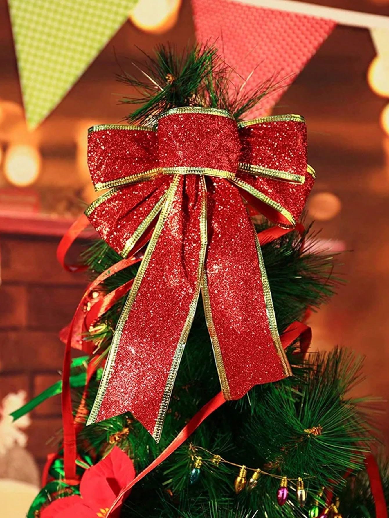 Pure Red Velvet Christmas Bow - Elegant Tree Decoration for Holiday Parties, Festive Gift Accent (1 Piece，Red) - Medaid International