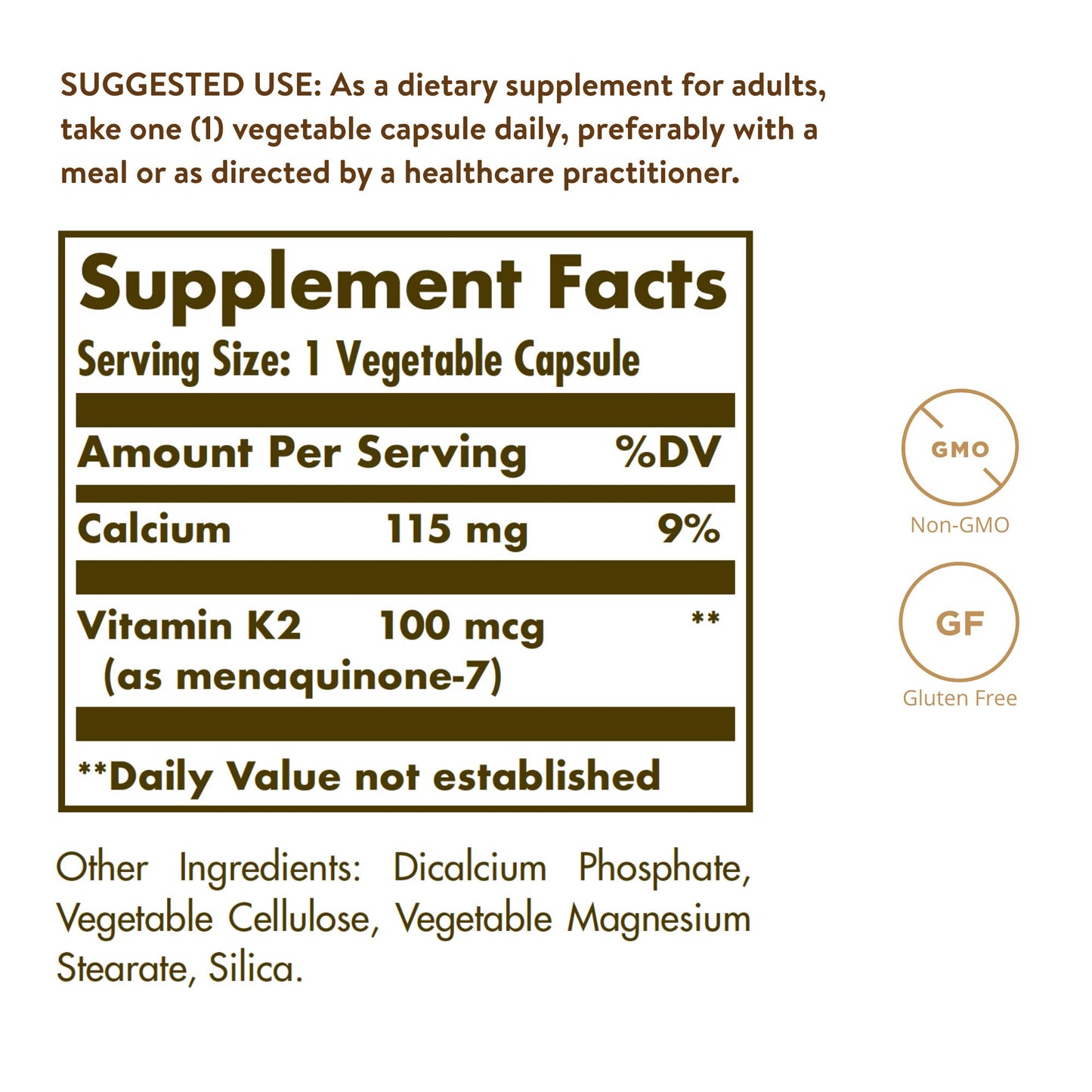 Solgar Naturally Sourced Vitamin K2 (MK-7) 100 mcg - 50 Vegetable Capsules - Supports Bone Health - Whole Food Source from Natto Extract - Non-GMO, Gluten Free - 50 Total Servings - Medaid International