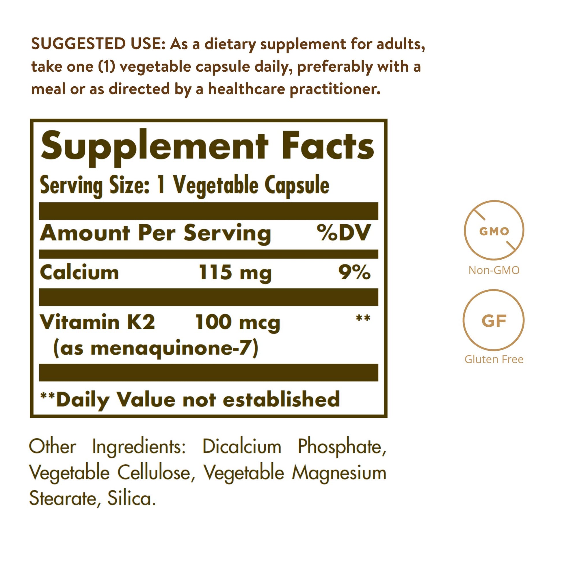 Solgar Naturally Sourced Vitamin K2 (MK-7) 100 mcg - 50 Vegetable Capsules - Supports Bone Health - Whole Food Source from Natto Extract - Non-GMO, Gluten Free - 50 Total Servings - Medaid International