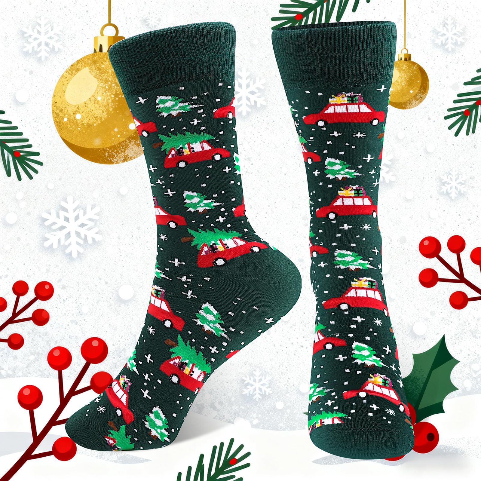 Funny Socks for Women Men Christmas Socks Fuzzy Cozy Novelty Dress Socks Festive Crew Socks Size 7.5-12 - Medaid International