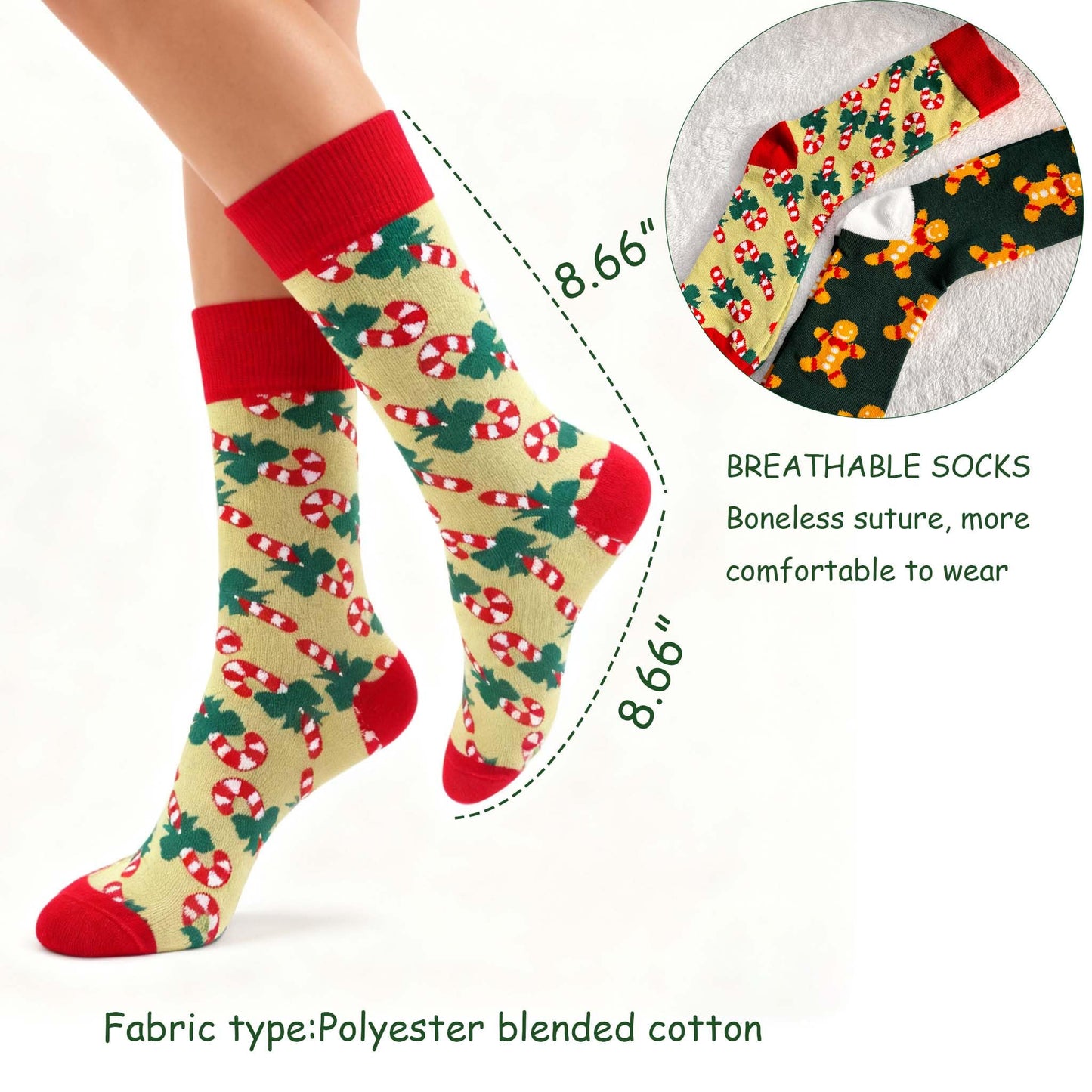 PINCHUAN 2Pairs Christmas Socks Sets Women's Soft Christmas Socks Christmas Themed Socks Christmas Stocking Holiday Socks Gifts for Christmas Party-Xmas Socks A - Medaid International