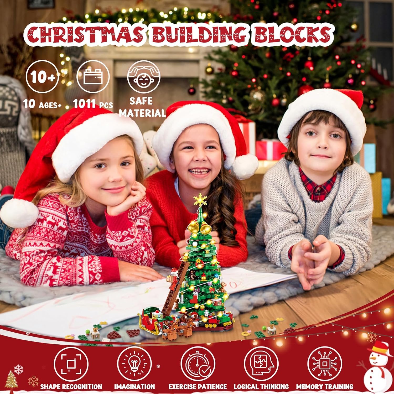 Siyaluens Advent Calendar 2025 - Christmas Tree Building Block Set, 1011 Pieces Christmas Santa Claus Moose Toy Decorations Building Kits for Adults Teen Girls Boys Countdown Calendar Gifts - Medaid International
