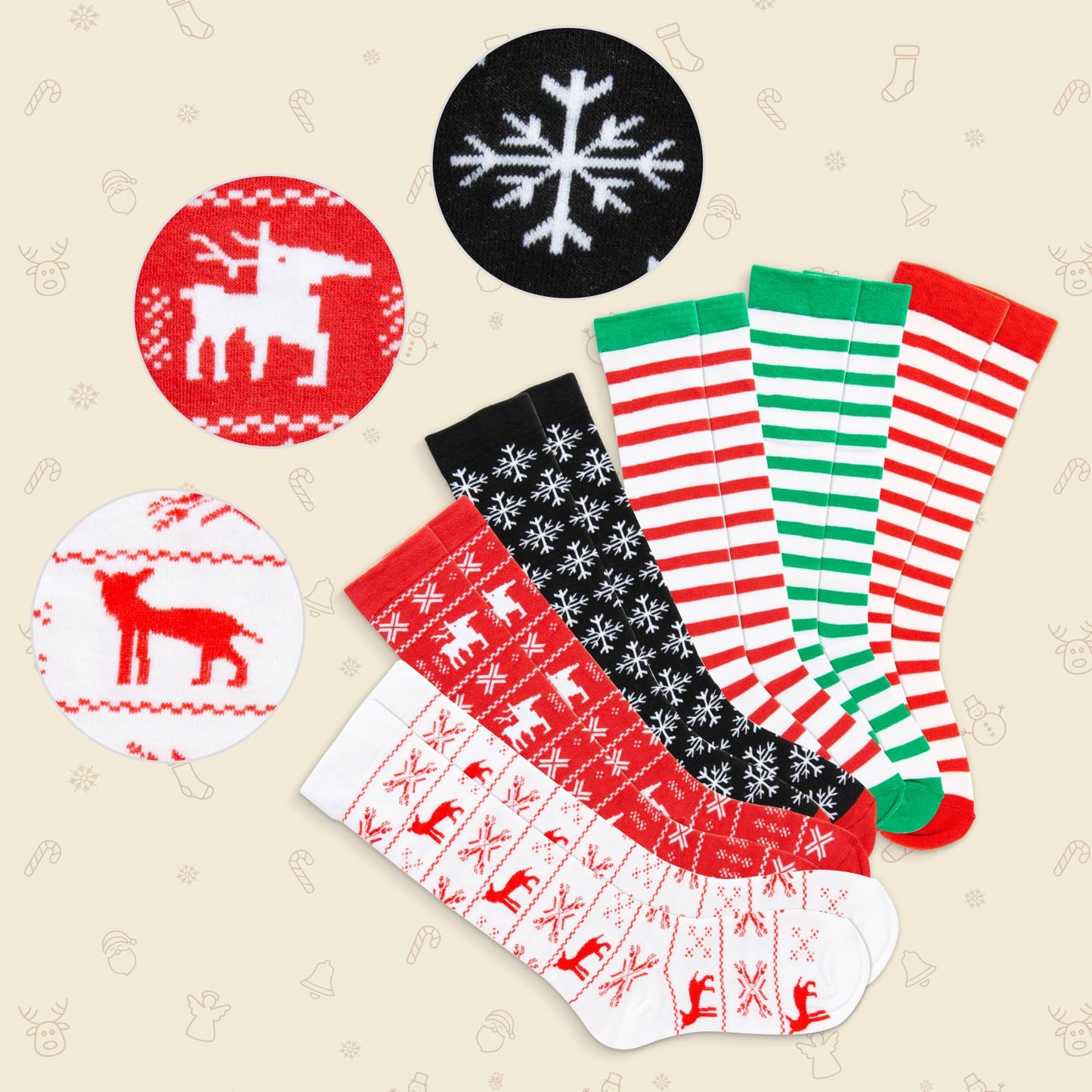 KHJCXS 6 Pairs Women Colorful Fun Novelty Socks spring gifts for women striped socks compression stockings Fluffy Soft Warm for Women Girl - Medaid International