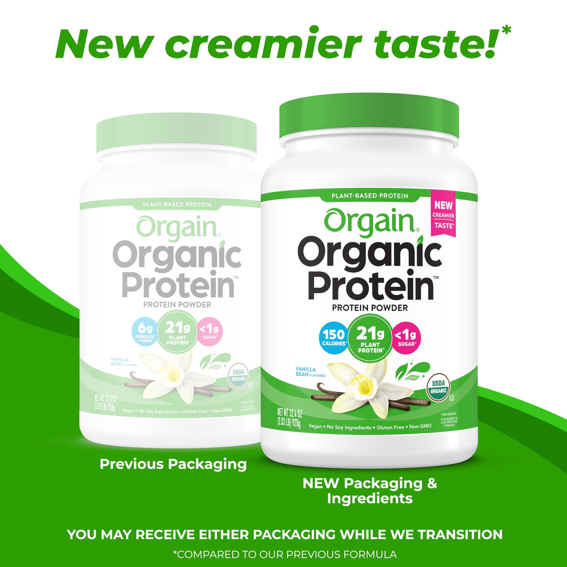 Orgain Organic Vegan Protein Powder, Vanilla Bean - 21g Plant Protein, 4g Prebiotic Fiber, No Lactose Ingredients, No Added Sugar, Non-GMO, For Shakes & Smoothies, 2.03 lb (Packaging May Vary) - Medaid International
