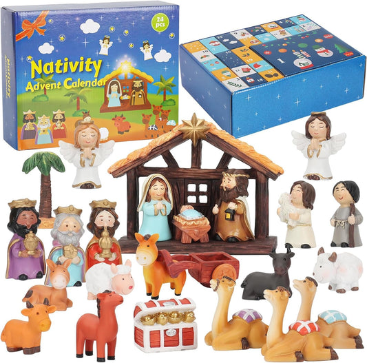 Nativity Advent Calendar 2025 Kids - Nativity Scene Story Gifts for Toddlers 24 Days Xmas Count Down Box, Christian Religious Christmas Countdown Calendar Surprises Gifts for Children (Figurine Set) - Medaid International