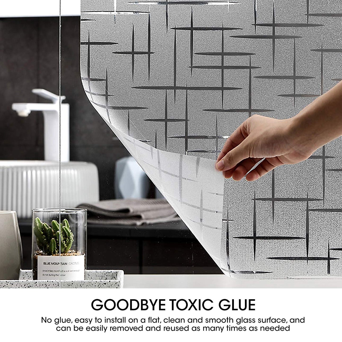 Arthome Frosted Window Film,35.4x100 inch Non-Adhesive, Privacy Film for Glass Windows, Self Static Cling Decorative Window Cling Anti-UV Window Sticker for Home Office - Medaid International