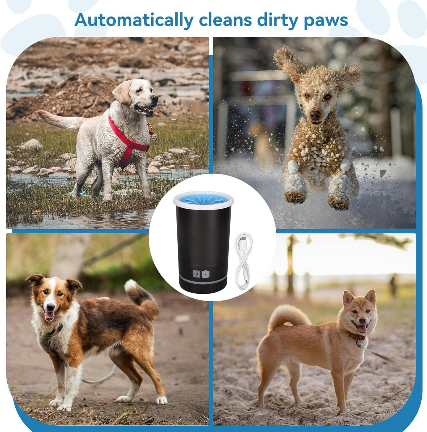Dog Pet Foot Cleaner Rechargeable Soft Brushes for Small & Medium Dogs - Medaid International