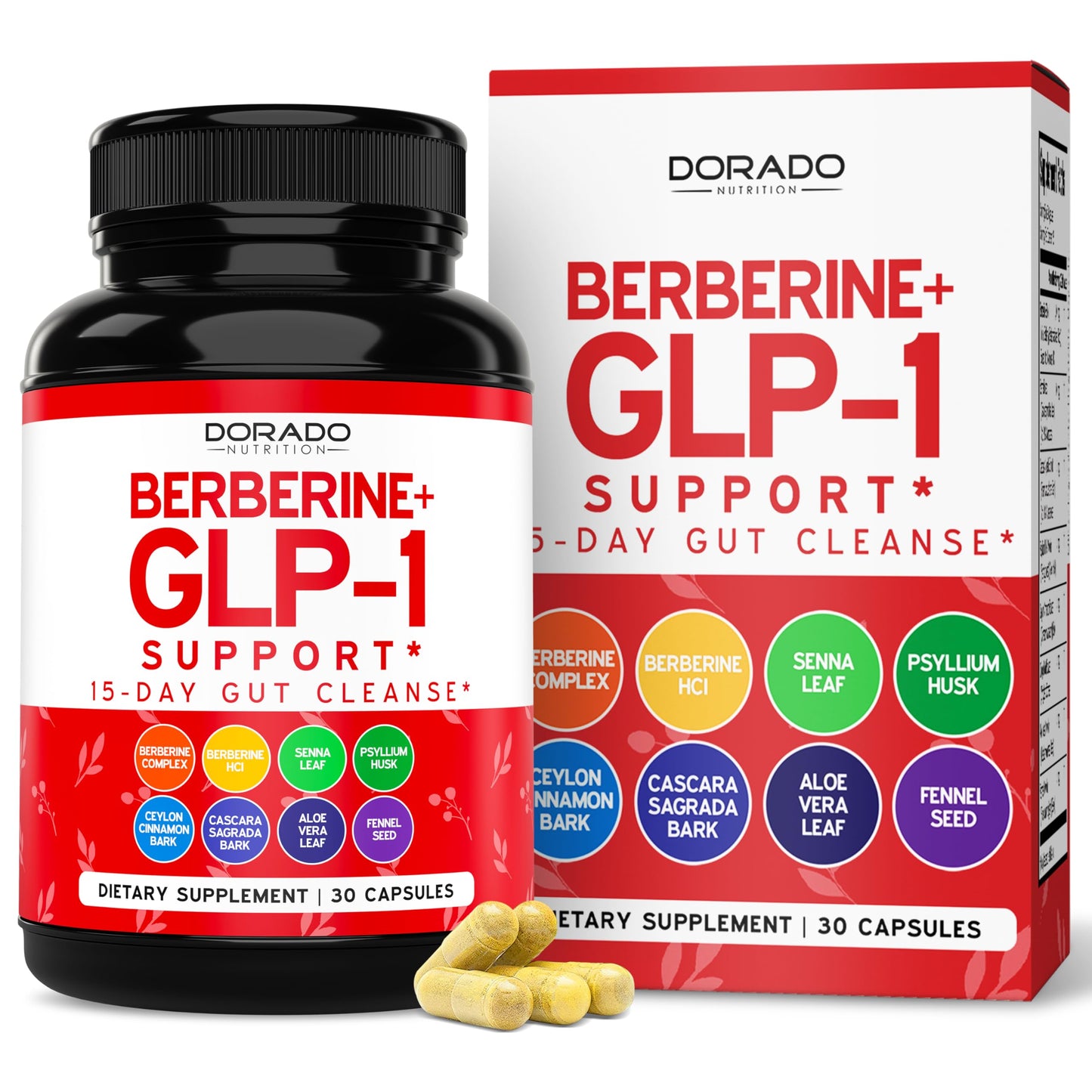 GLP-1 Supplement for Women & Men (30 Count) GLP1 Berberine 15 Day Gut Cleanse Detox & Cleanse Metabolism Support with Ceylon Cinnamon , Senna Leaf & More - Third Party Tested , Vegan Safe - USA Made - Medaid International