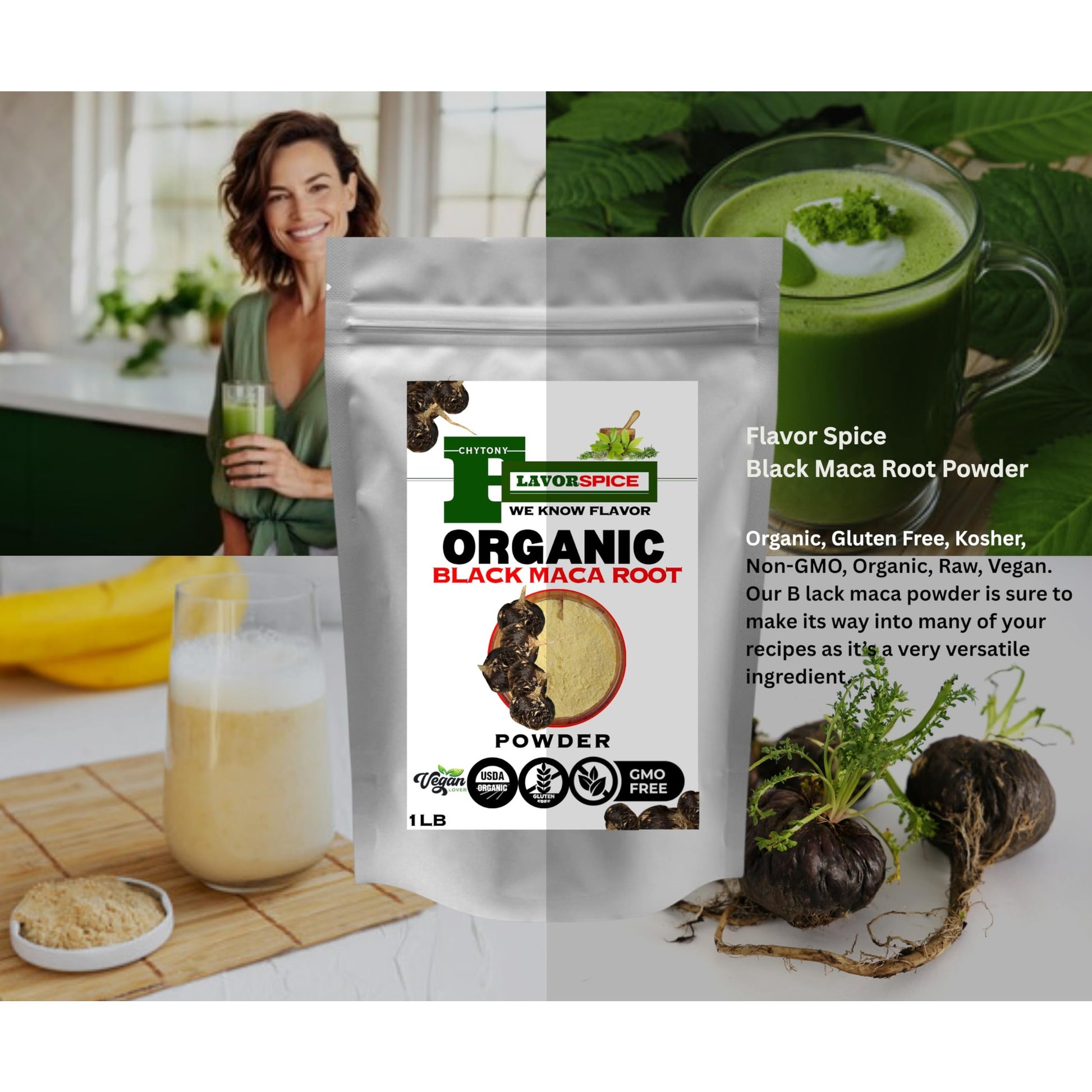 Raw Peruvian Organic Black Maca Powder 1LB | for Men & Women Vegan Superfood, Gluten Free & Non GMO - Medaid International