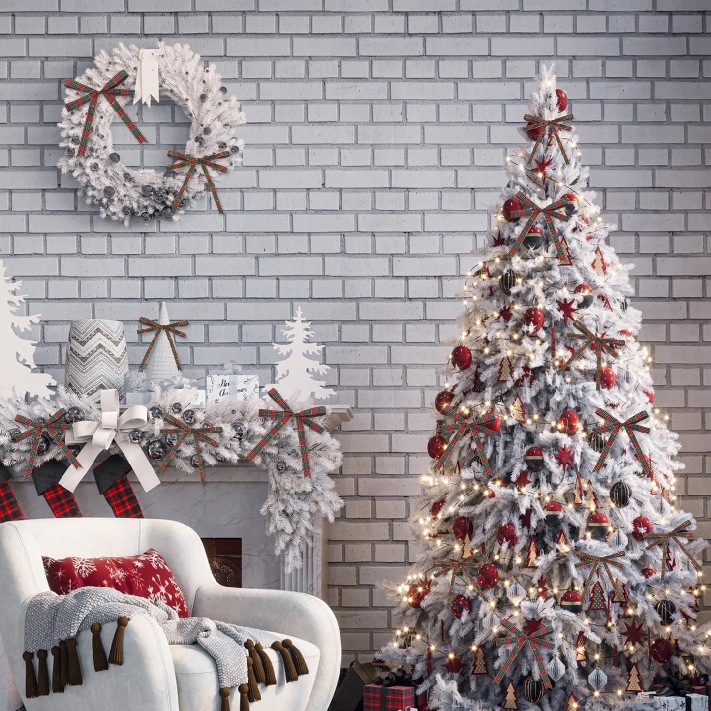 GHGMAO Red and Green Gingham Ribbon, Christmas Plaid Ribbon 3/8 INCH x 25 Yards, Polyester Fabric Grosgrain Stripe Checkered Ribbons for Gift Wrapping, Christmas Wreath, Tree Decor, Bow Making - Medaid International