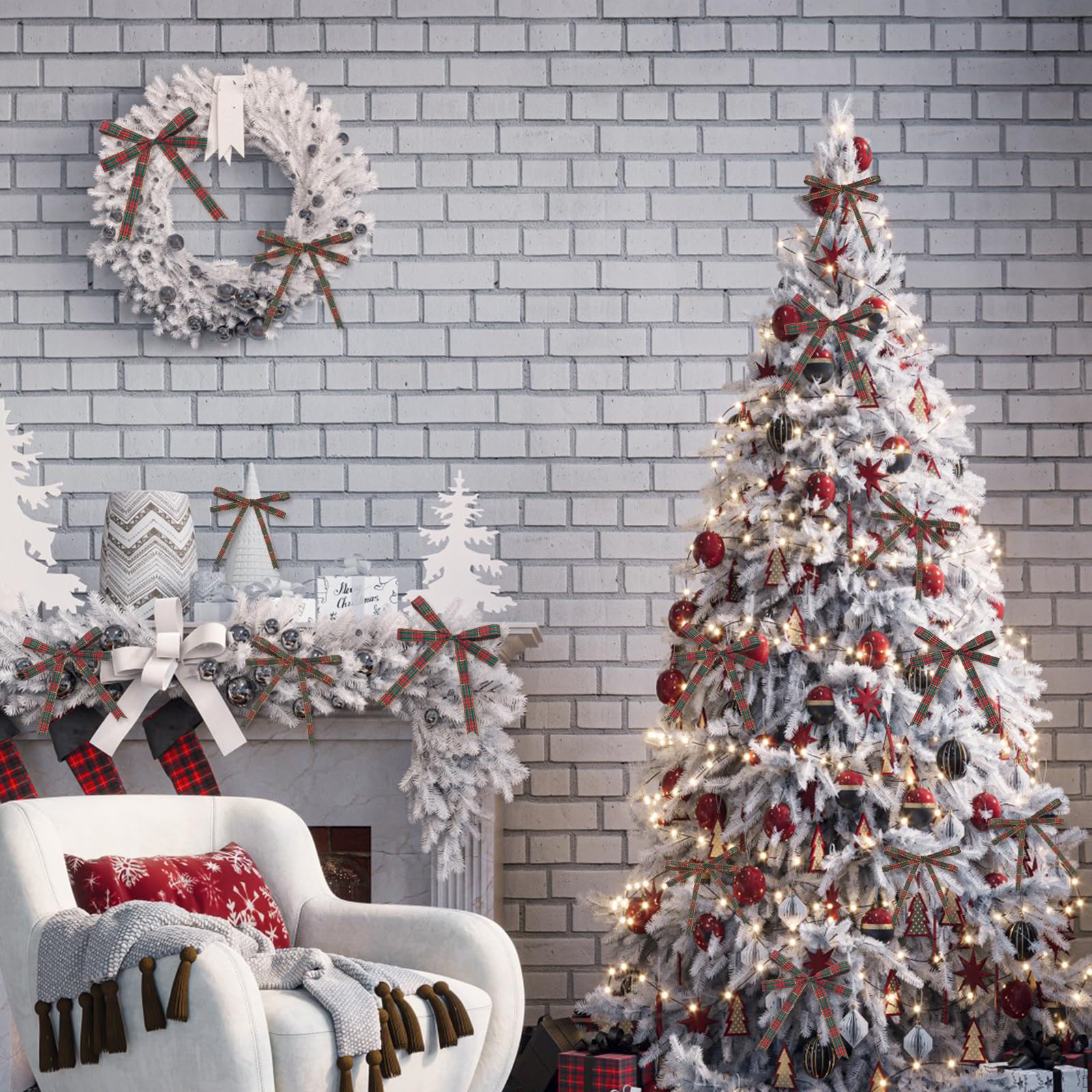 GHGMAO Red and Green Gingham Ribbon, Christmas Plaid Ribbon 3/8 INCH x 25 Yards, Polyester Fabric Grosgrain Stripe Checkered Ribbons for Gift Wrapping, Christmas Wreath, Tree Decor, Bow Making - Medaid International