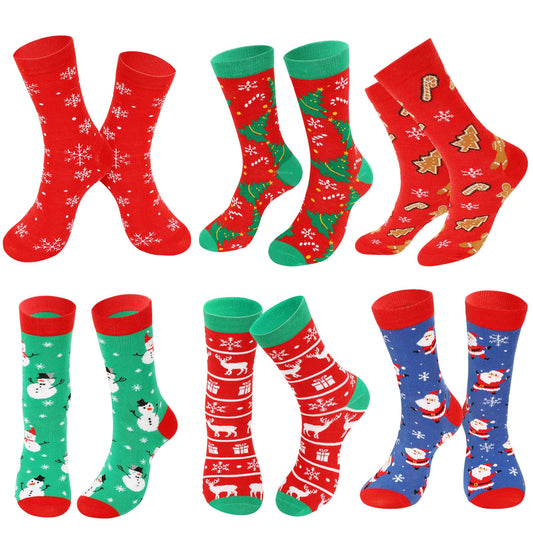 BOARDFEB 6 Pairs Christmas Socks for Men Women Funny Novelty Cute Xmas Holiday Crew Socks Santa Socks Unisex Crew Cotton Sock Stocking Stuffers Funny Xmas Gifts - Medaid International