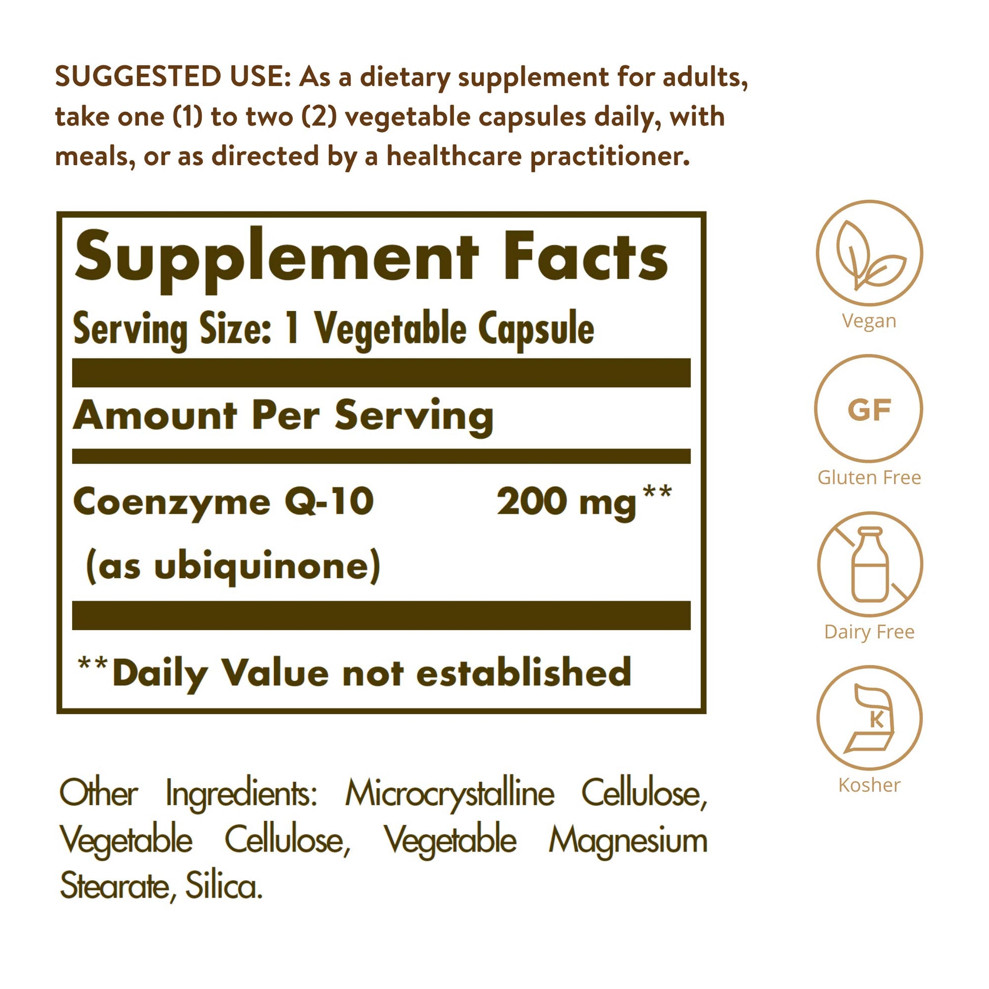 Solgar Vegetarian CoQ-10 200 mg, 30 Vegetable Capsules - Heart Healthy, Protective Antioxidant - Coenzyme Q10 (CoQ-10) Supplement - Vegan, Gluten Free, Dairy Free, Kosher - 30 Servings - Medaid International