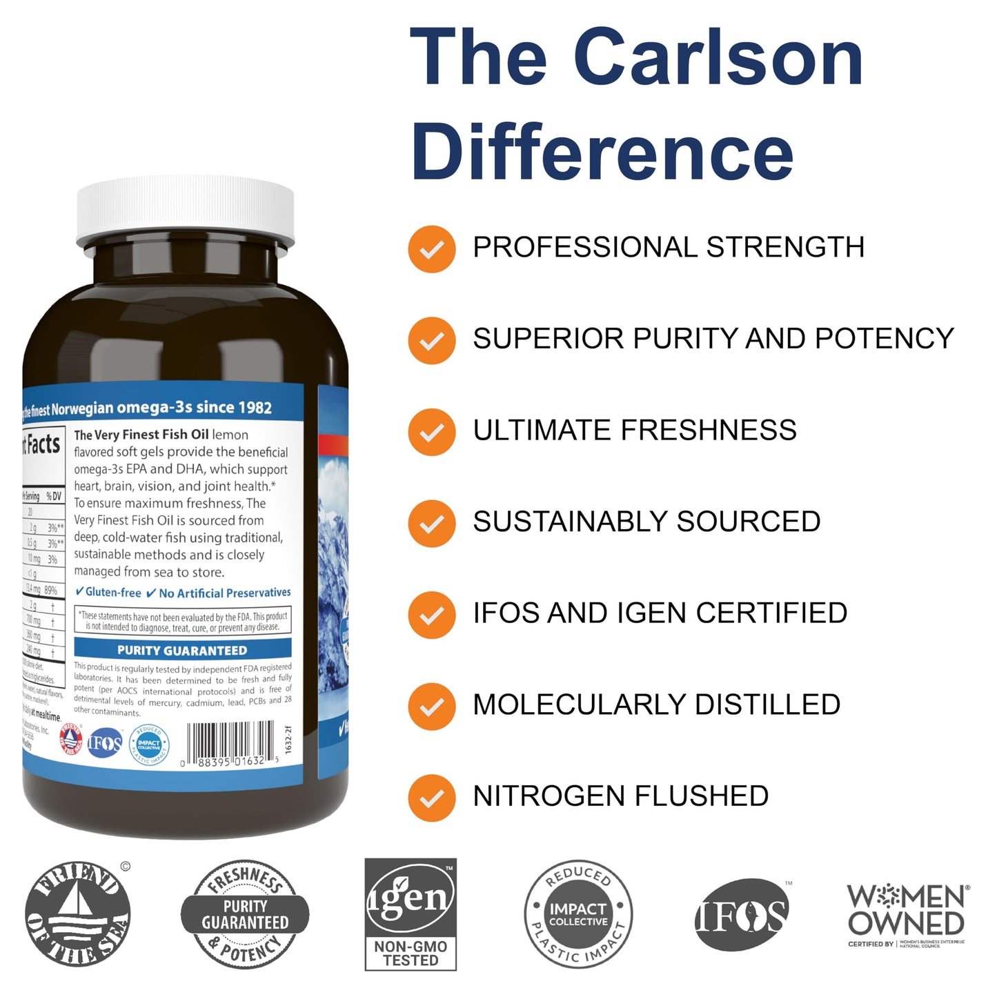 Carlson - The Very Finest Fish Oil, 700 mg Omega-3s, Norwegian Fish Oil Supplement, Wild Caught Omega-3 Fish Oil, Sustainably Sourced Fish Oil Capsules, Omega 3 Supplement, Lemon, 240 Softgels - Medaid International