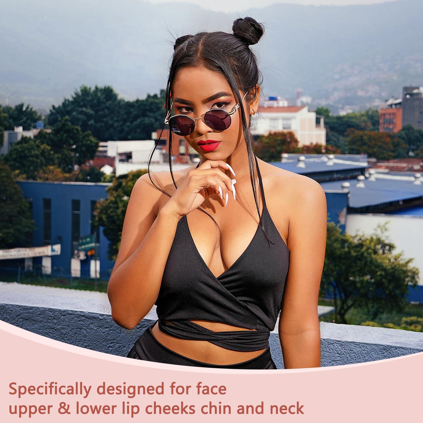 Facial Hair Remover for Women - as Seen on TV Painless Face Shaver - Electric Hair Removal Device for Face Lips Peach Fuzz with Light (Rose Gold) - Medaid International