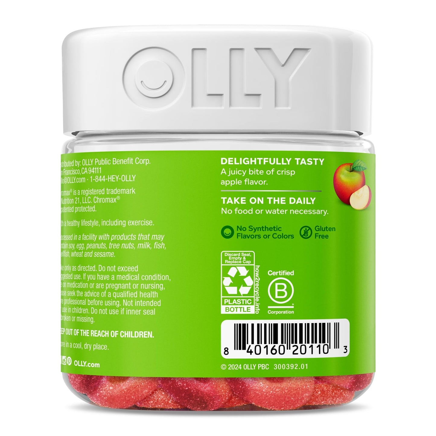 OLLY Metabolism Gummy Rings, Apple Cider Vinegar, Vitamin B12, Chromium, Energy and Digestive Health, Chewable Supplement, Apple Flavor - 30 Count - Medaid International