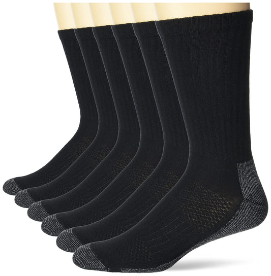 Hanes mens Crew Socks, 6-pair Pack Work Sock, Black, 6 12 US - Medaid International