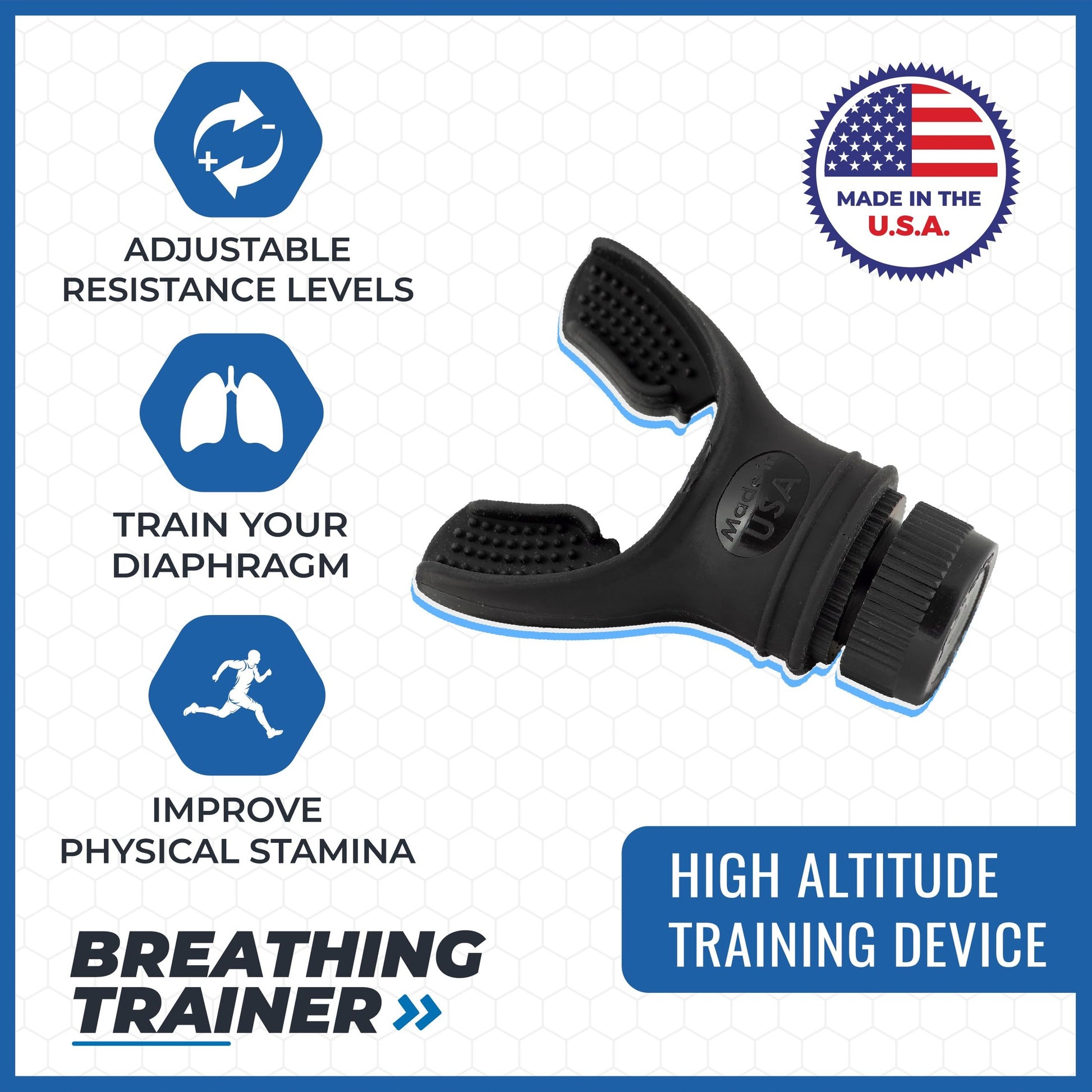 Compact Breathing Exercise Device for Lungs Made in USA Respiratory Lung Exerciser Device with Adjustable Valve - Diaphragm & Core Trainer Device for Athletes o2 Portable Breathing Trainer - Medaid International