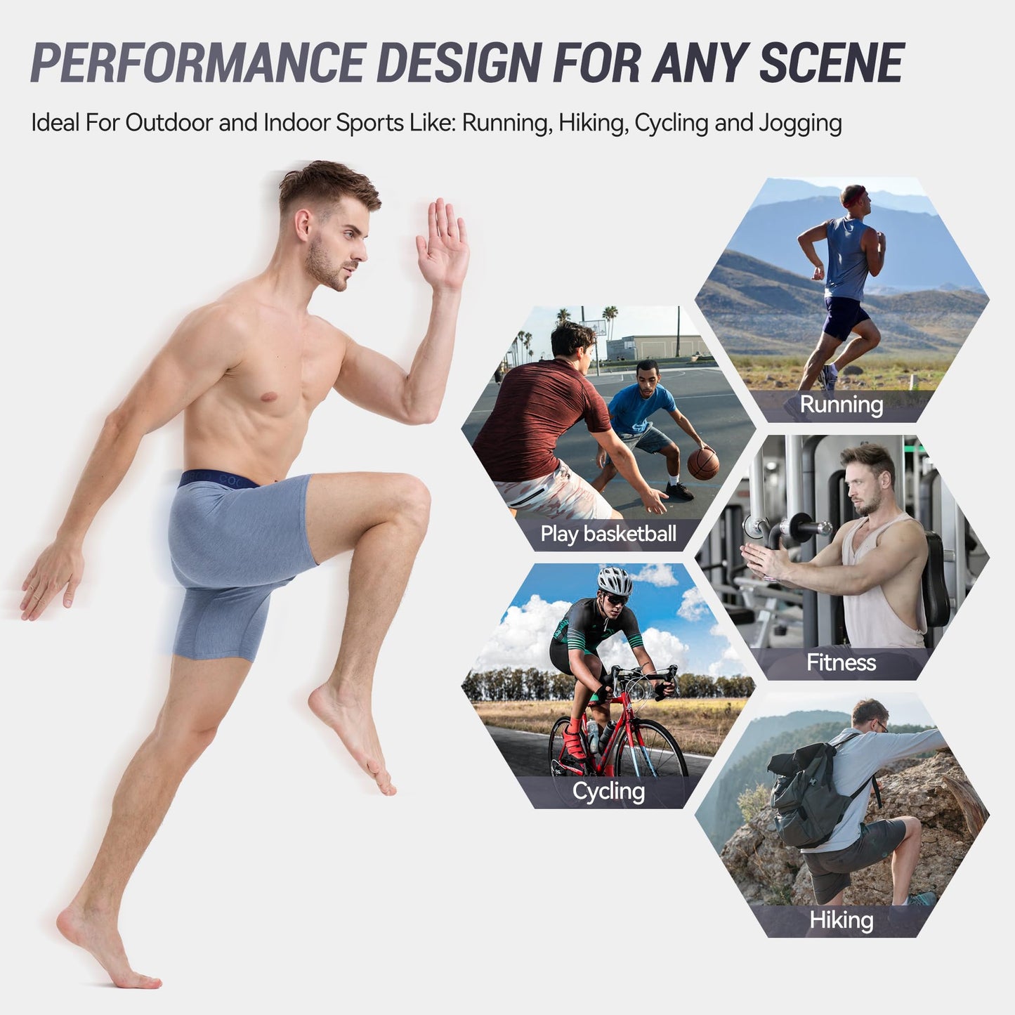 BAMBOO COOL Men's Underwear Boxer Briefs,Regular Leg,Breathable Soft Moisture-Wicking with Fly Underwear For men 4 Pack - Medaid International