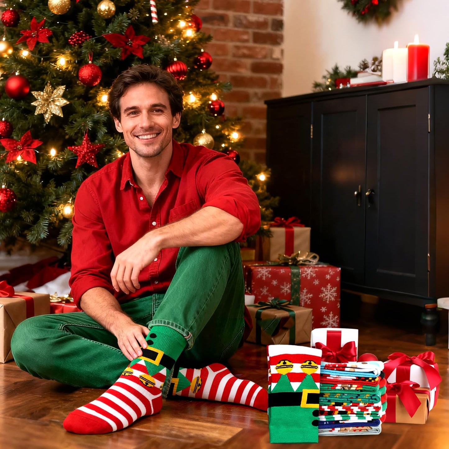 Jansun 9 Pairs Christmas Socks for Men Women Funny Novelty Cute Xmas Holiday Crew Socks Santa Socks Unisex Crew Cotton Sock Stocking Stuffers Funny Xmas Gifts - Medaid International