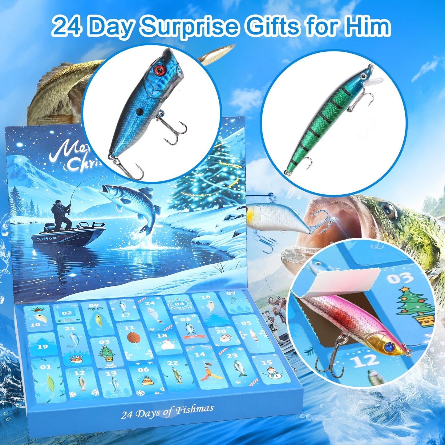 Fishing Advent Calendar for Adult 2025 Fishing Lure Advent Calendar 24 Days Christmas Countdown Calendars Tackle Lures Gifts For Men - Medaid International