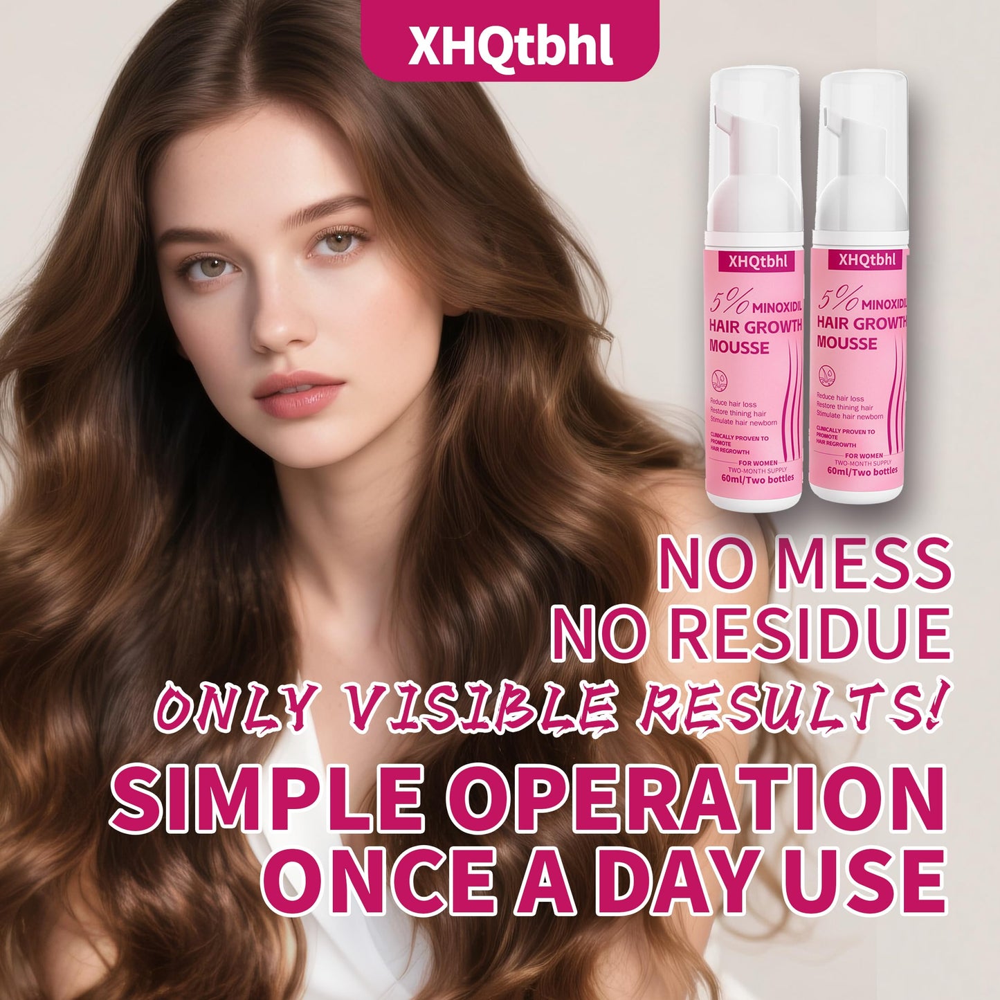 5% Minoxidil Foam for Women Hair Growth: Extra Strength Hair Regrowth Treatment – Revitalize Hair Follicles & Regrow Thicker, Fuller Hair -2 bottles - Medaid International