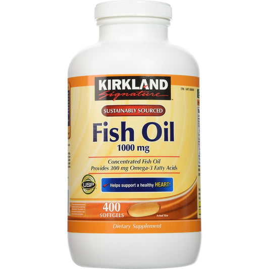 Kirkland Signature Natural Fish Oil Concentrate with Omega-3 Fatty Acids - 400 Softgels (Pack of 2) - Medaid International