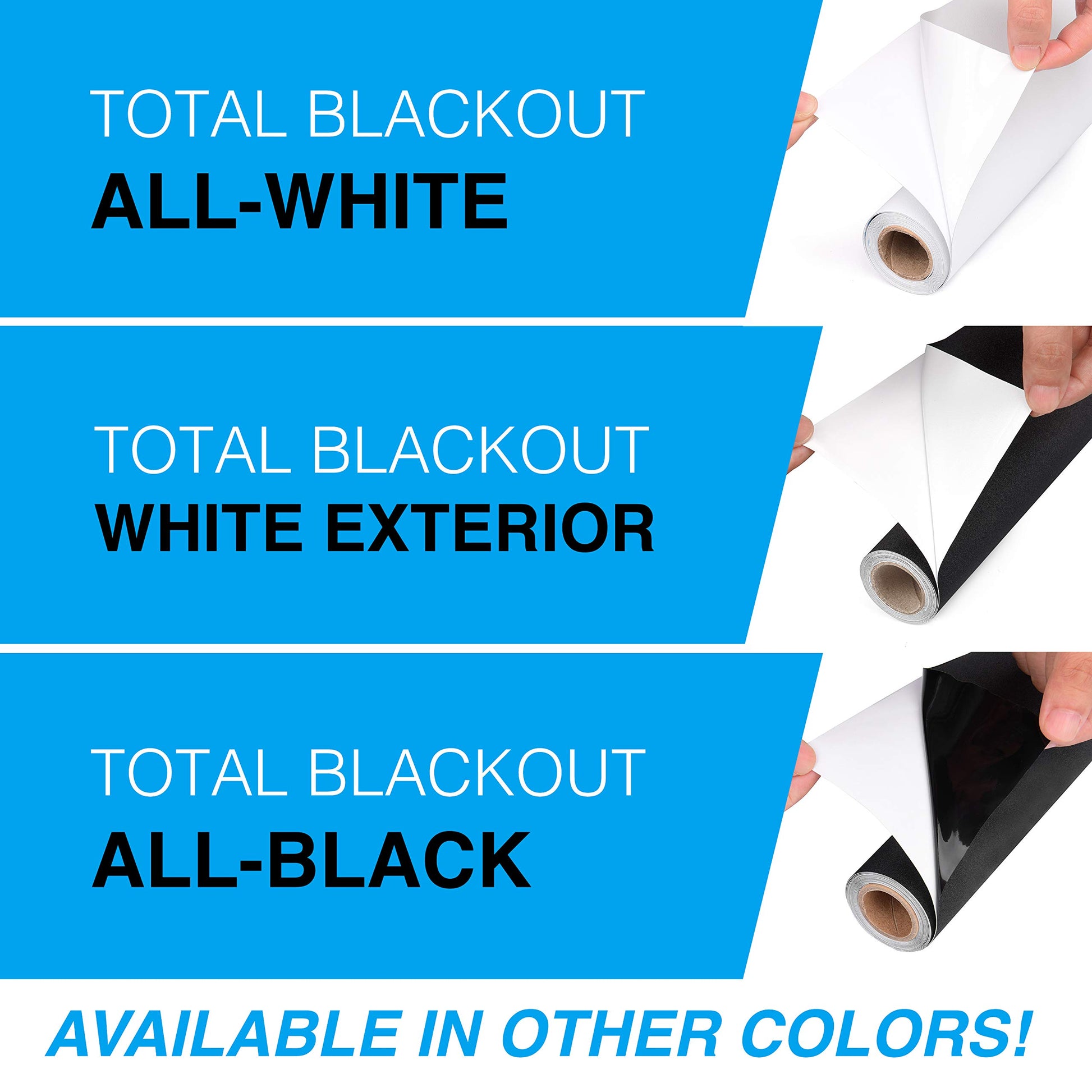 Total Blackout Window Film: 100% Light Blocking Film with Heat Resistant White Side - Room Darkening, Static Cling Film for Privacy & Day Sleep - No Residue, Stops UV, Easy Removal (17.5 x 80 in.) - Medaid International